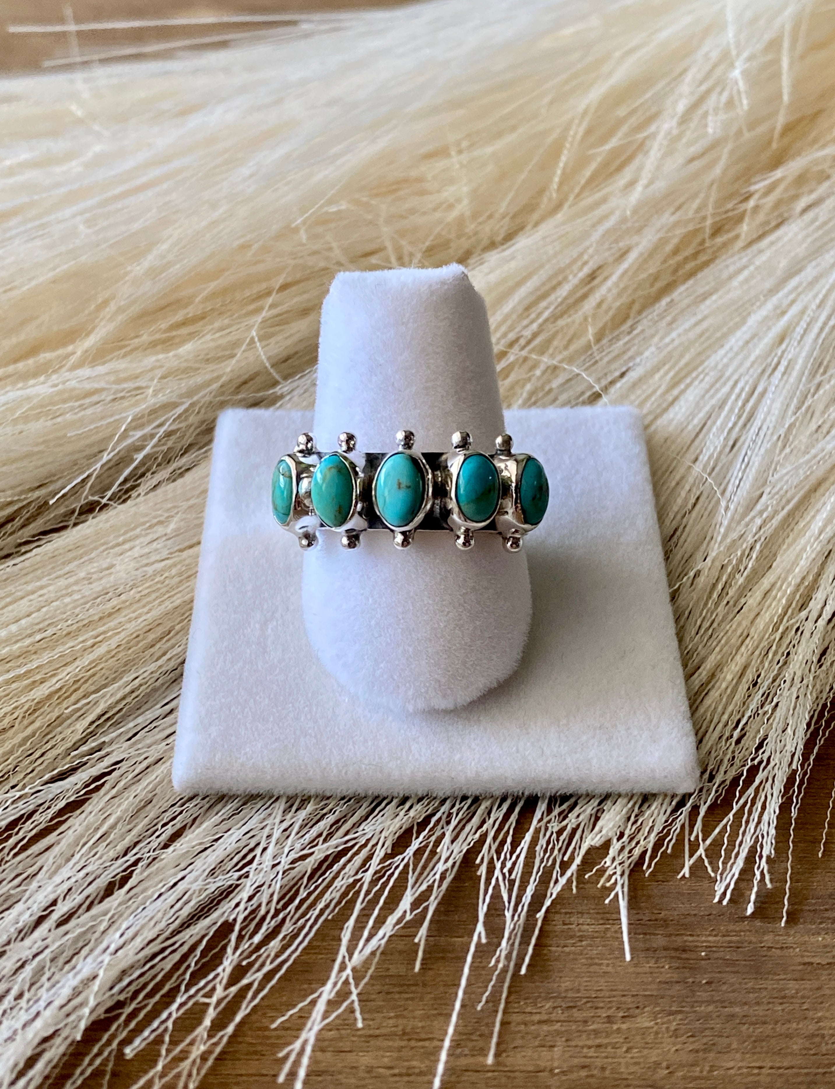 Southwest Handmade Kingman Turquoise & Sterling Silver Adjustable Rings