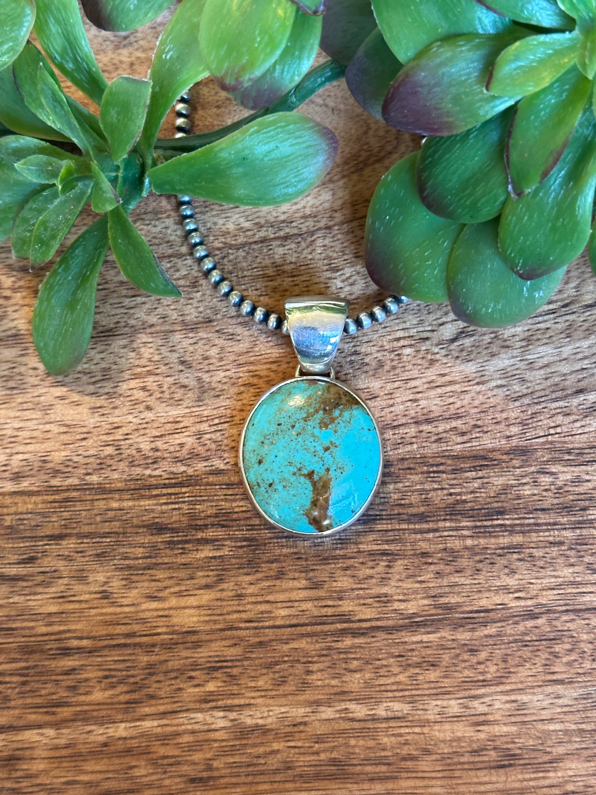 Navajo Made Royston Turquoise & Sterling Silver Pendant