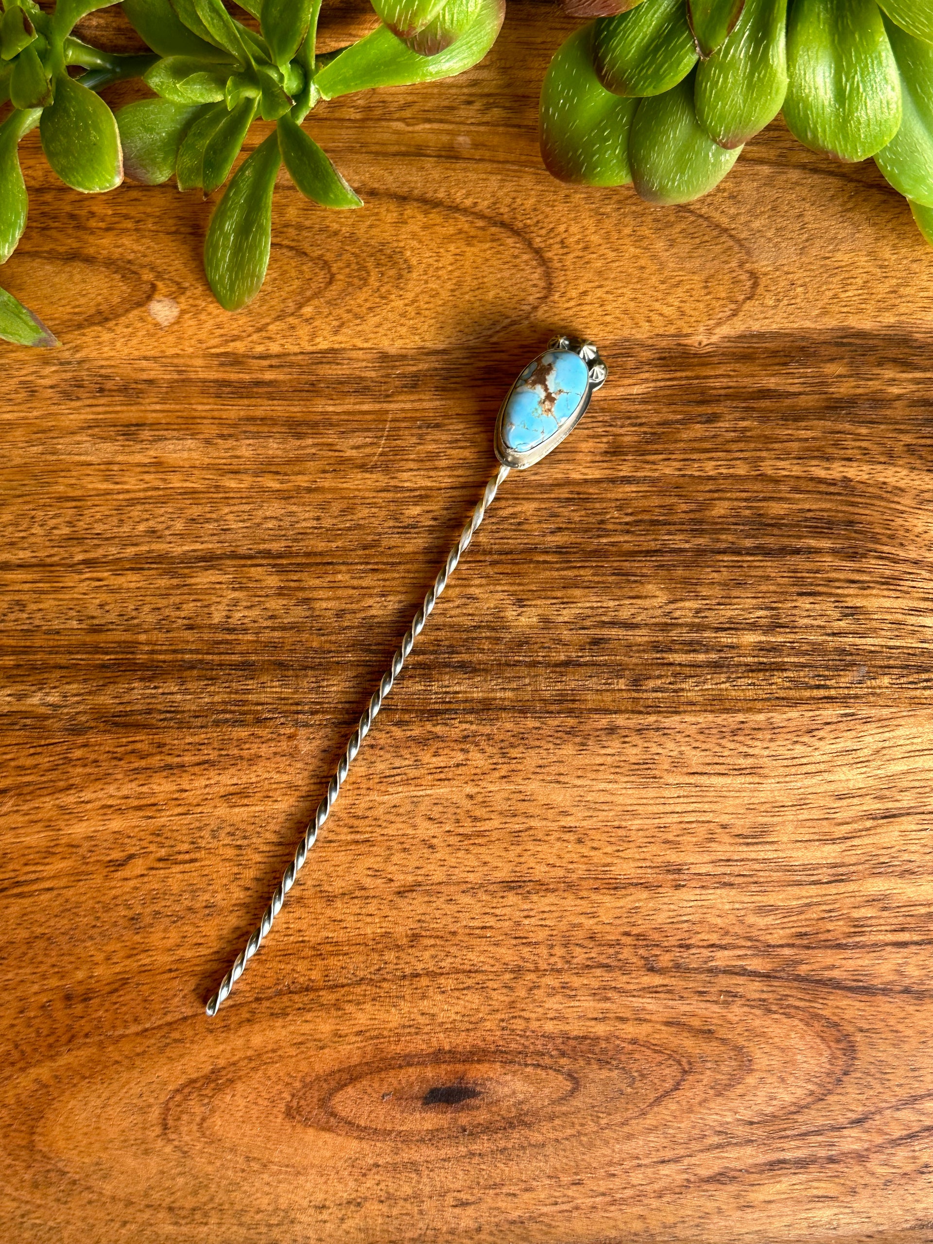 Sandra Nez Golden Hills Turquoise & Sterling Silver Hair Pin