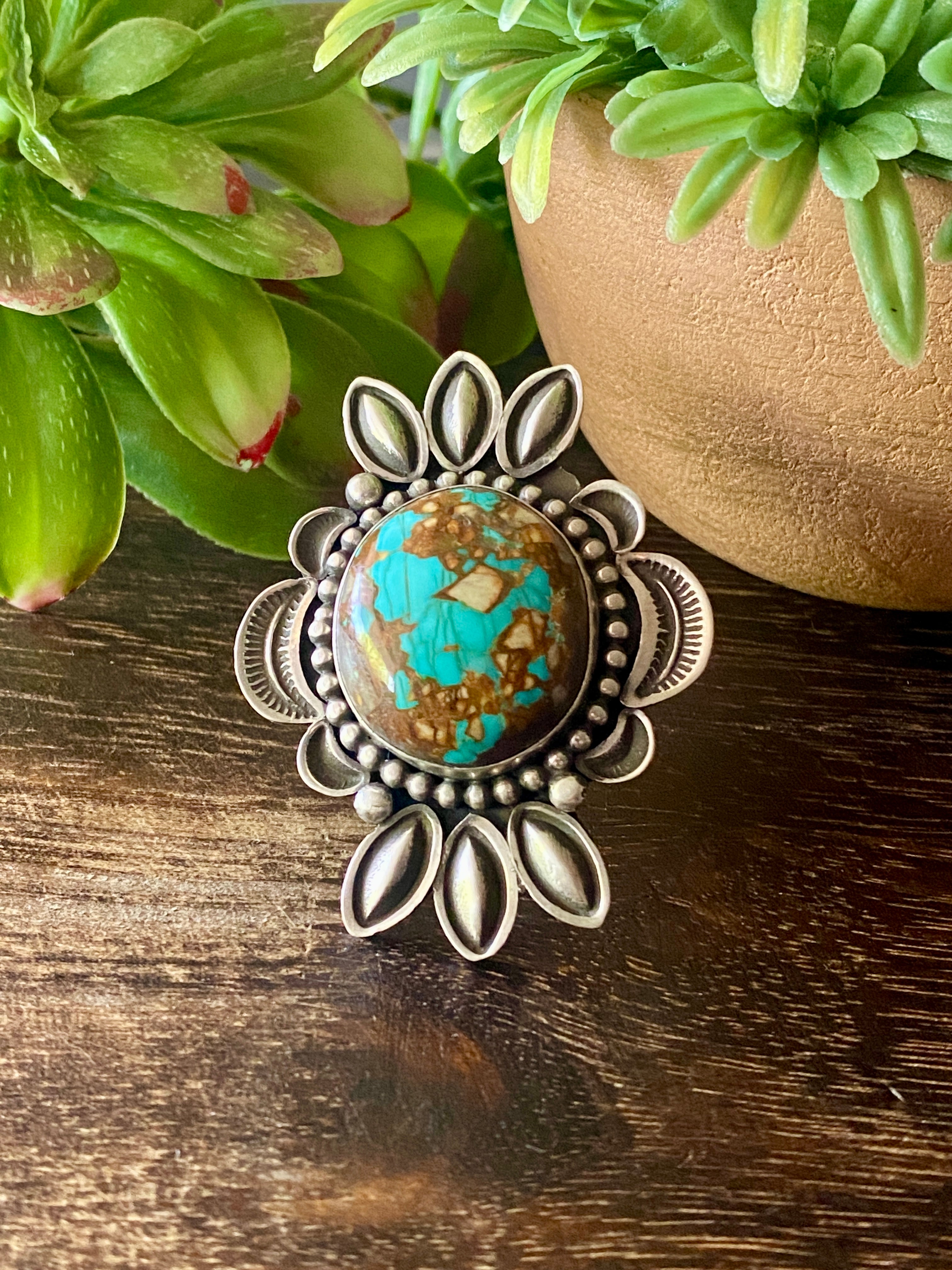 Alex Sanchez Royston Turquoise & Sterling Silver Adjustable Ring