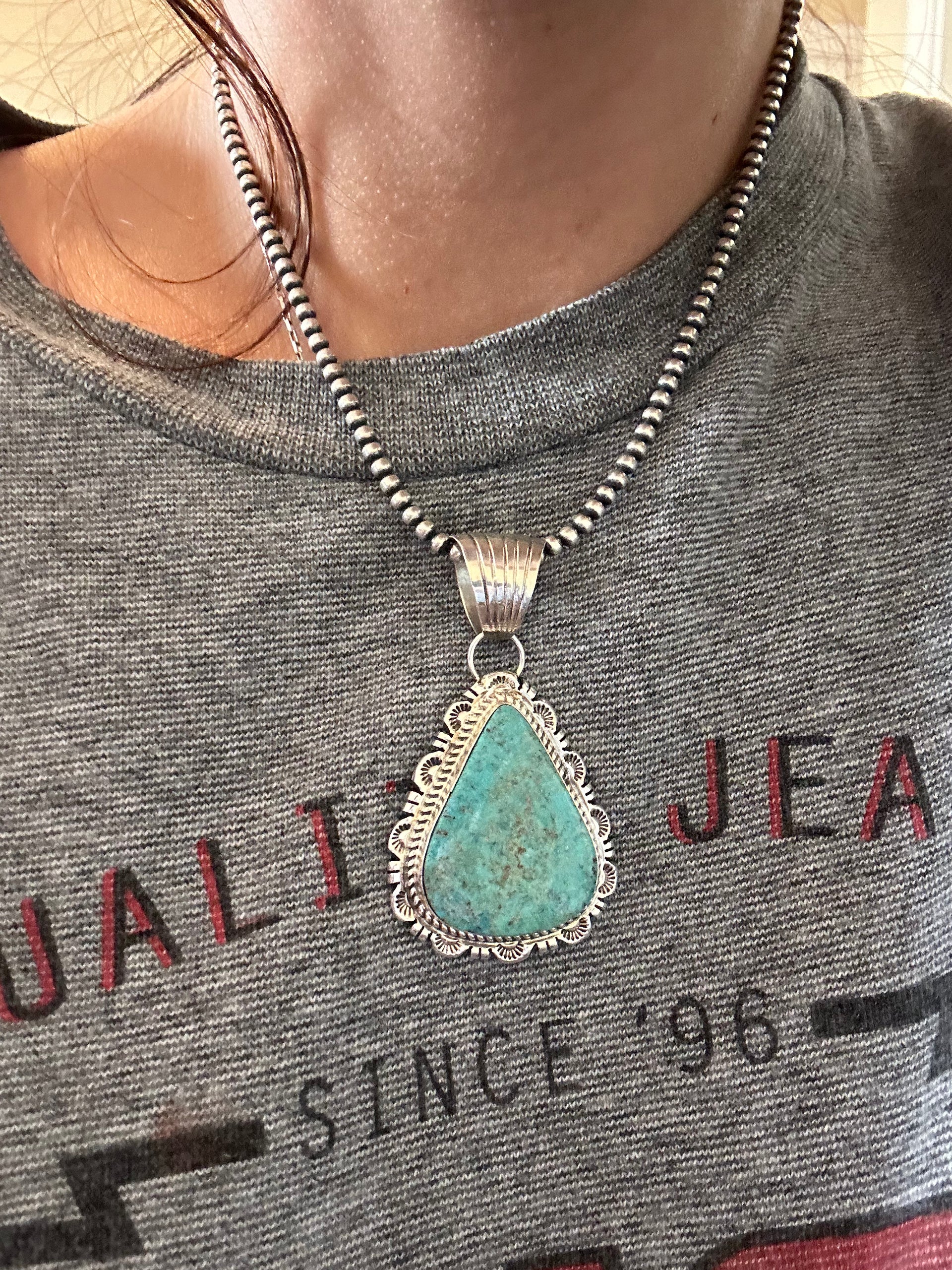 Robert Shakey Kingman Turquoise & Sterling Silver Pendant