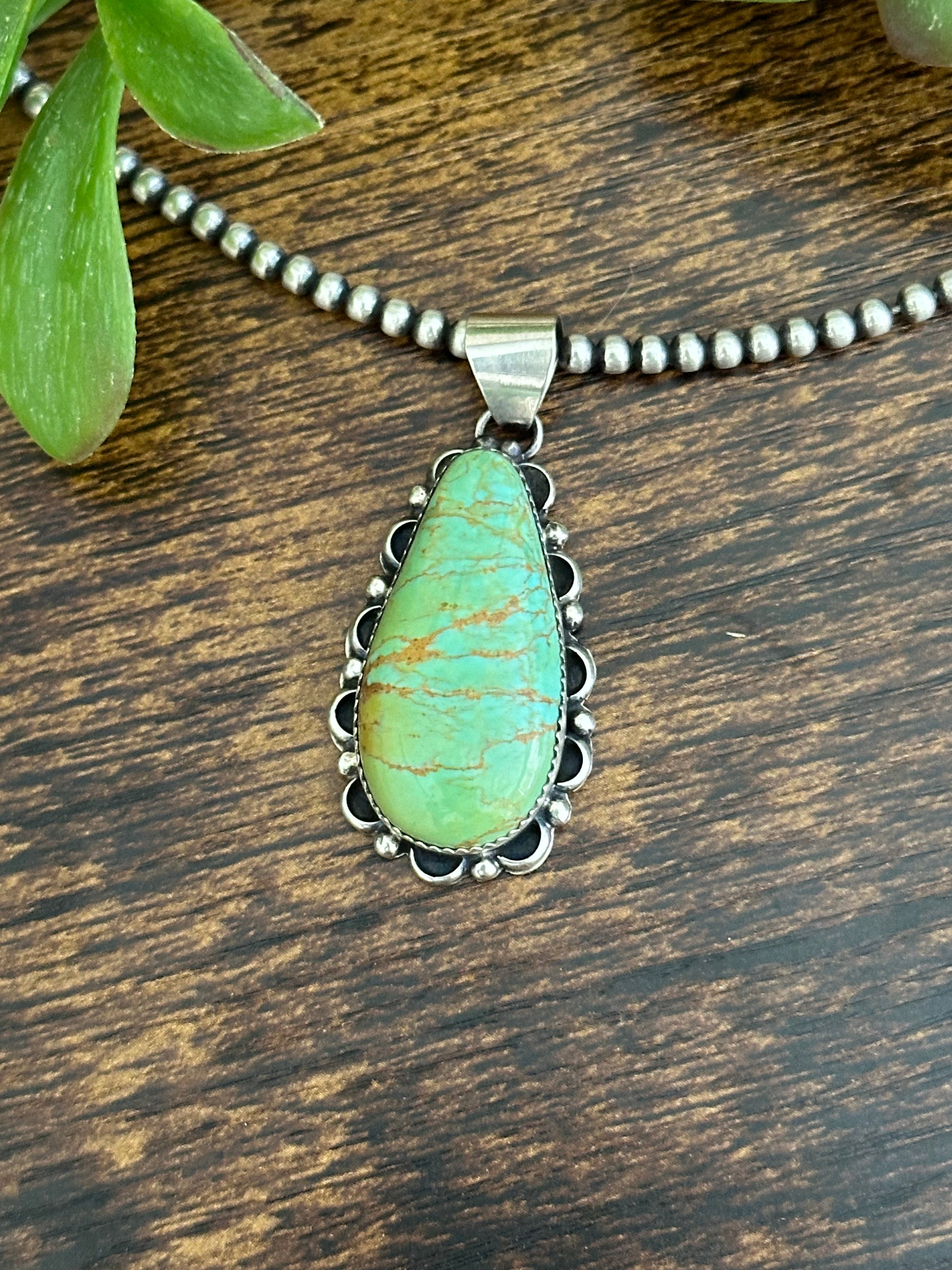 Fred Martinez Kingman Turquoise & Sterling Silver Pendant