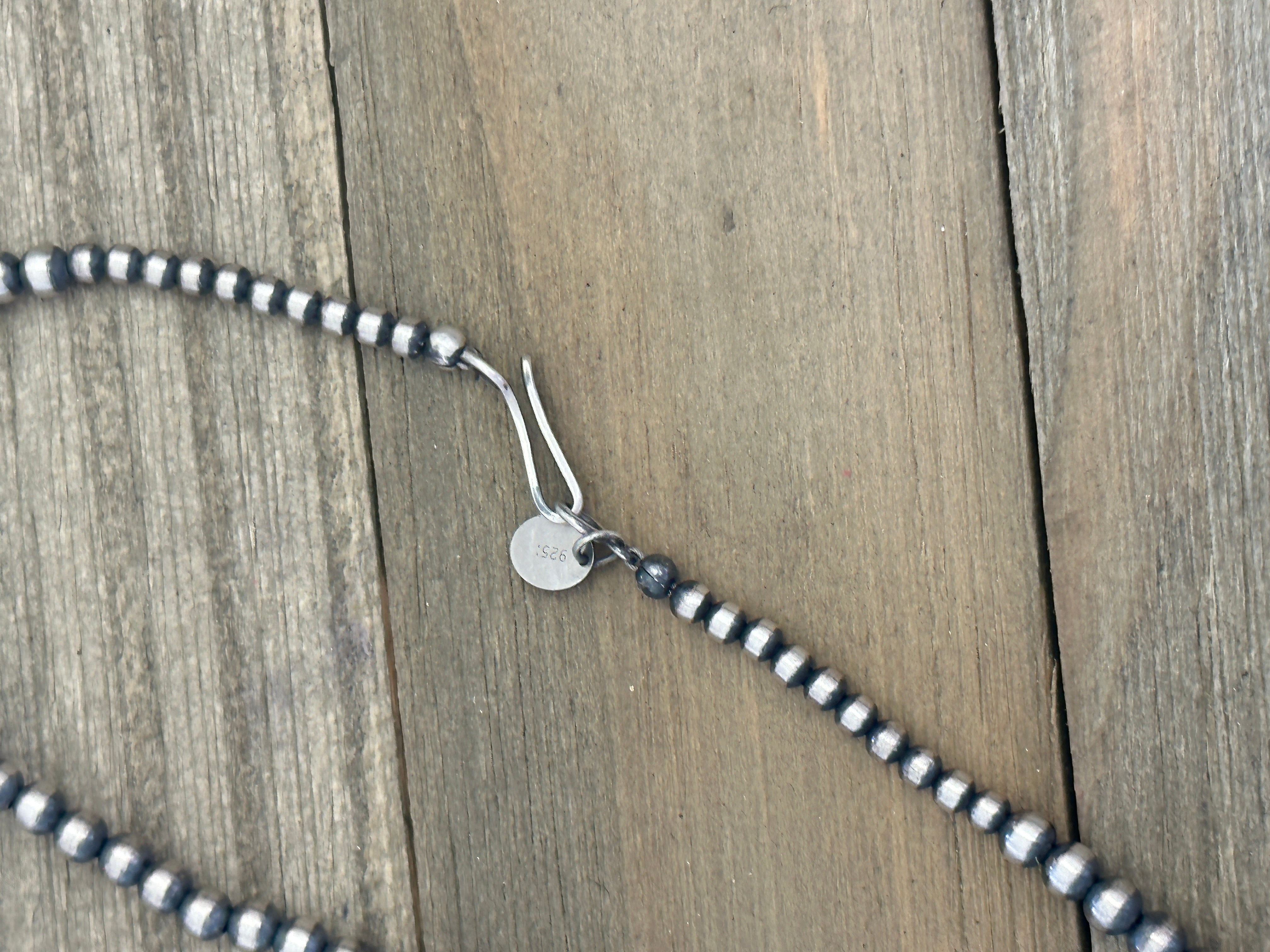 Navajo Strung Lapis & Sterling Silver Graduated Pearl Necklace