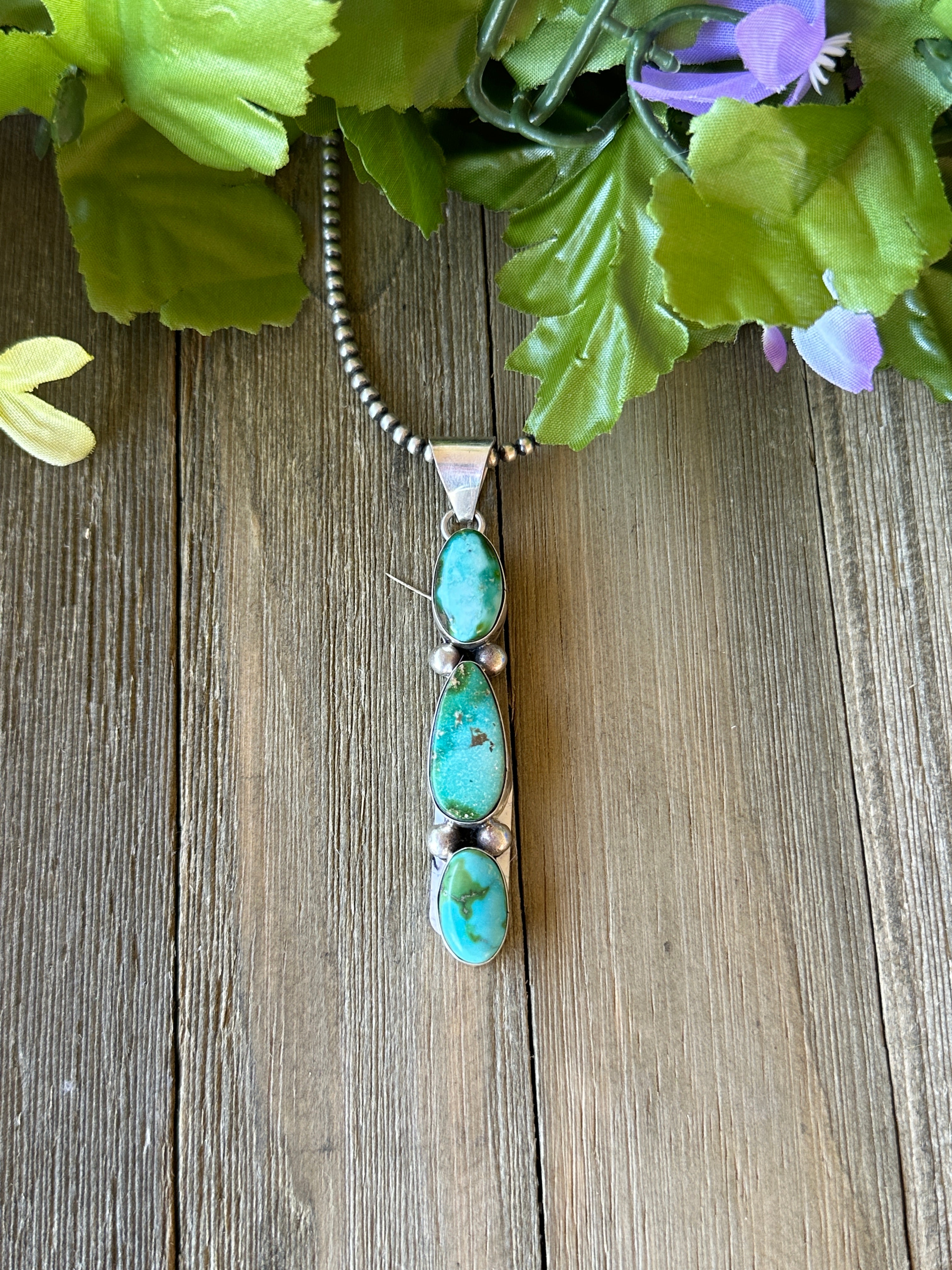Tia Long Sonoran Gold Turquoise & Sterling Silver Pendant