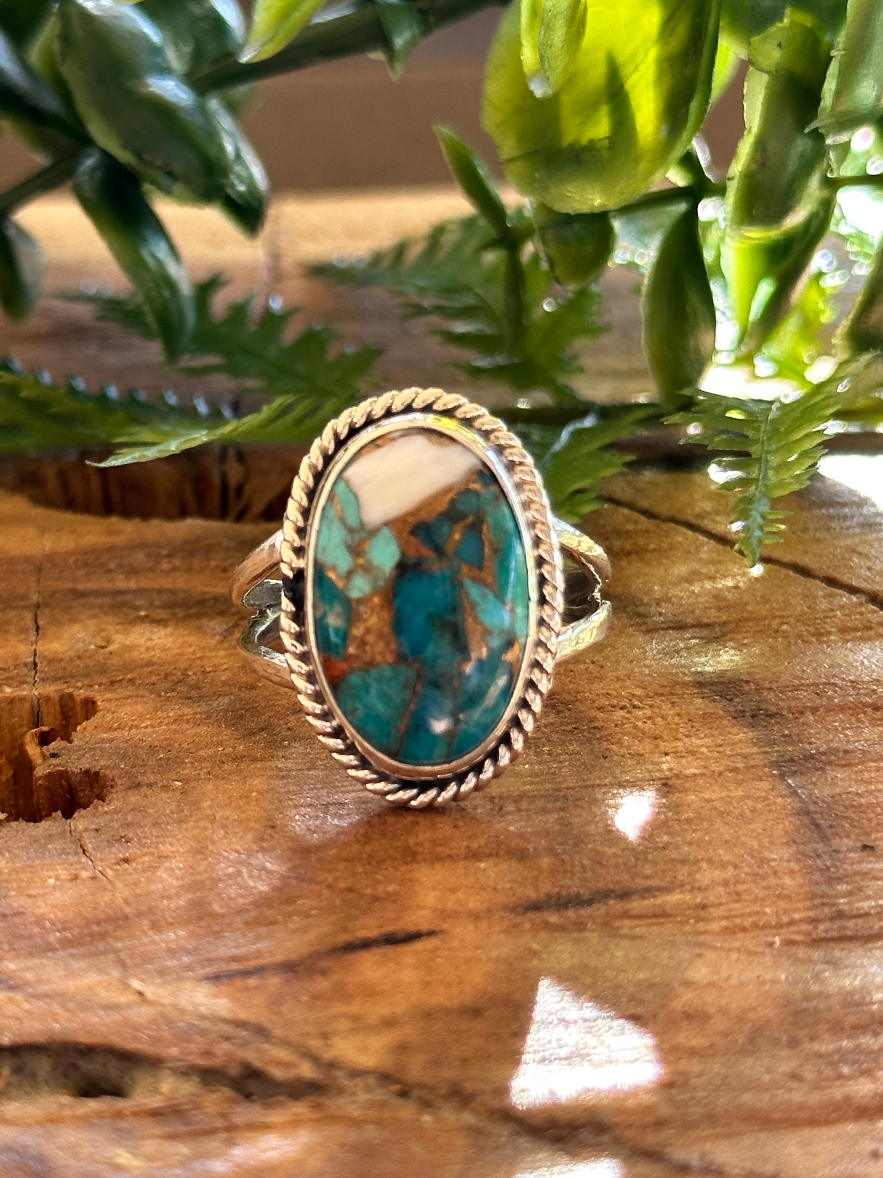 Navajo Made Multi Stone & Sterling Silver Ring