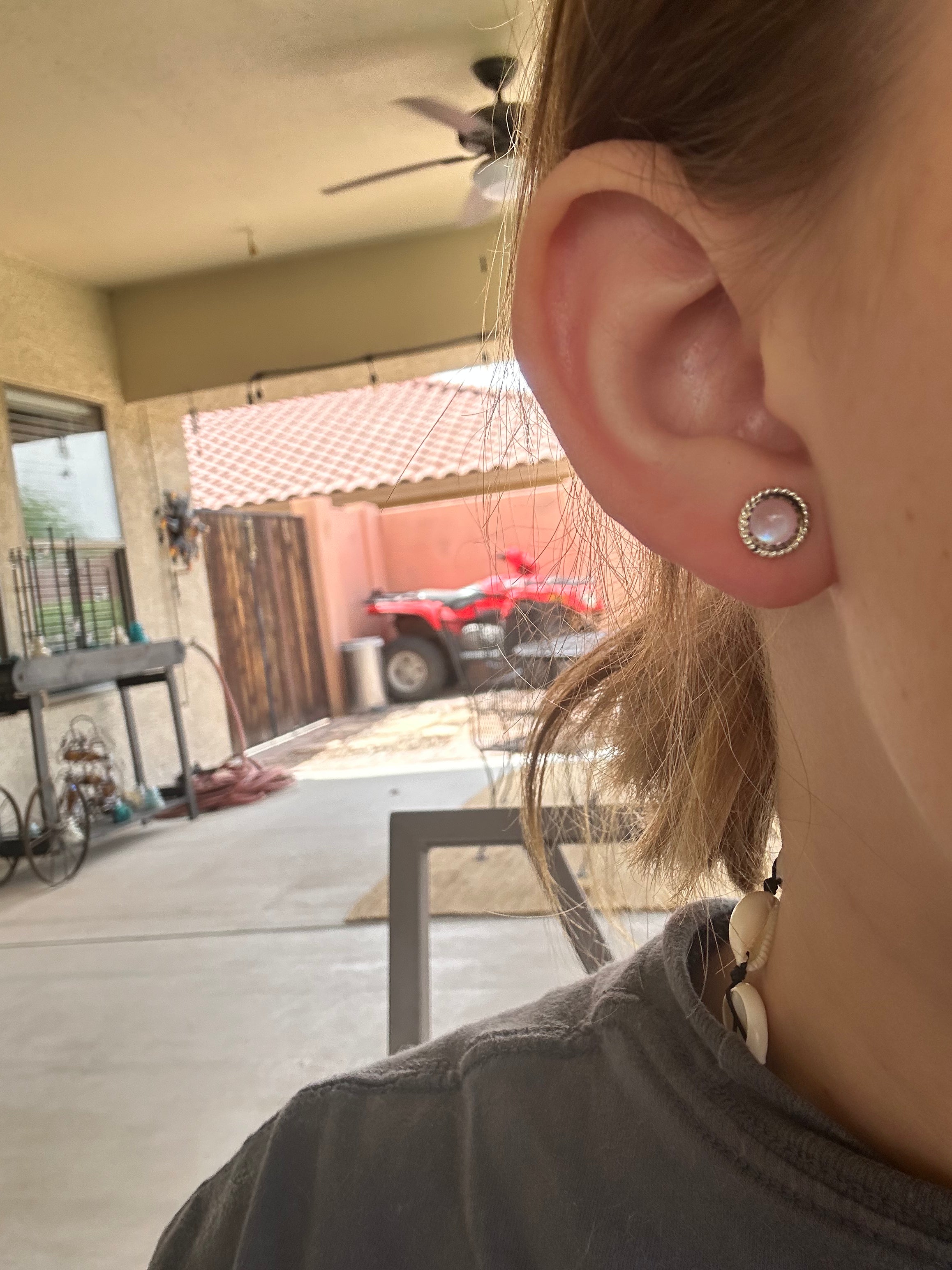 Navajo Made Mother of Pearl & Sterling Silver Post Earrings