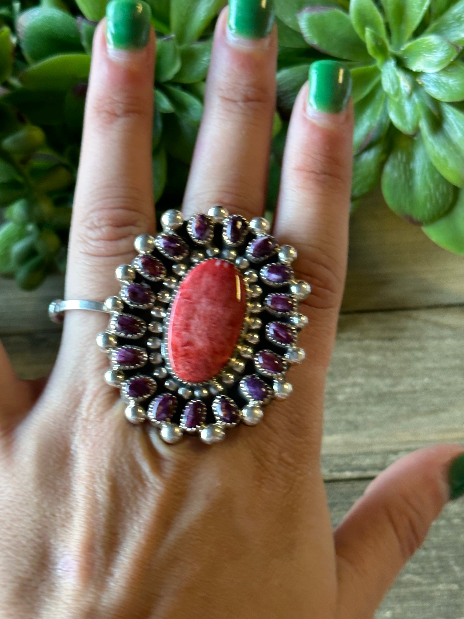 Darlene Begay Multi Stone & Sterling Silver Adjustable Ring