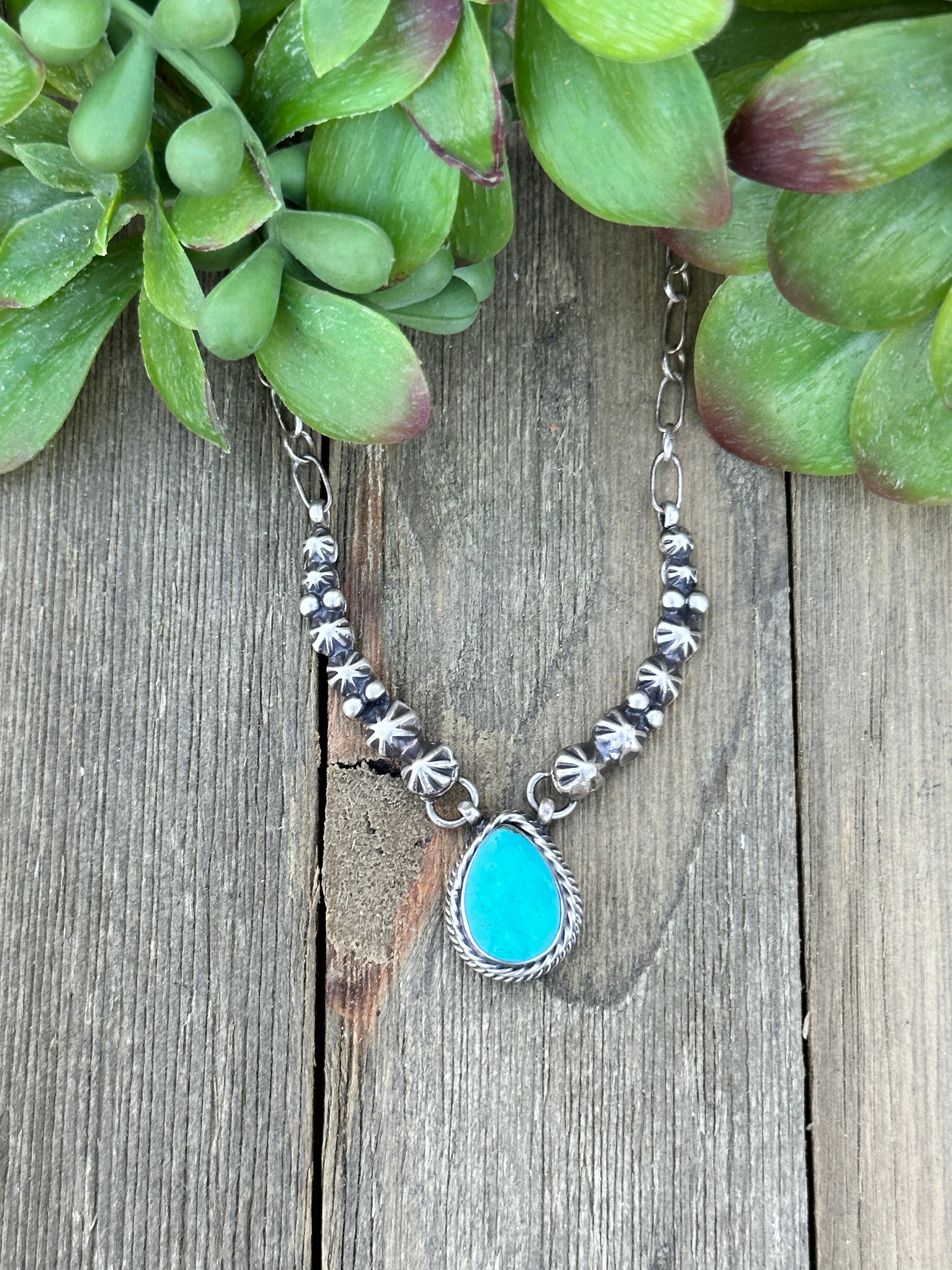 Kim Enrico Kingman Turquoise and Sterling Silver Necklace