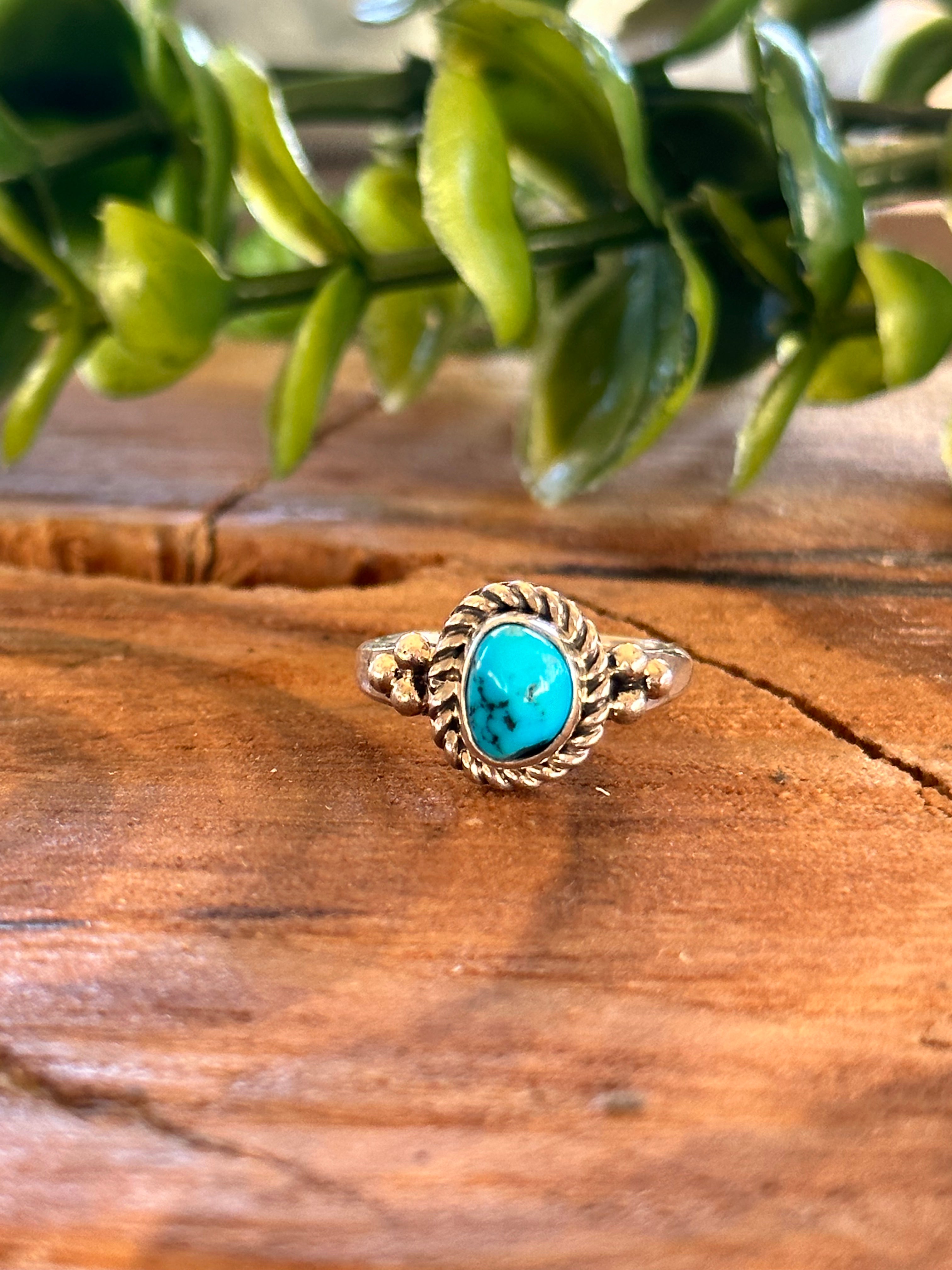 Navajo Made Kingman Turquoise & Sterling Silver Ring Size 6