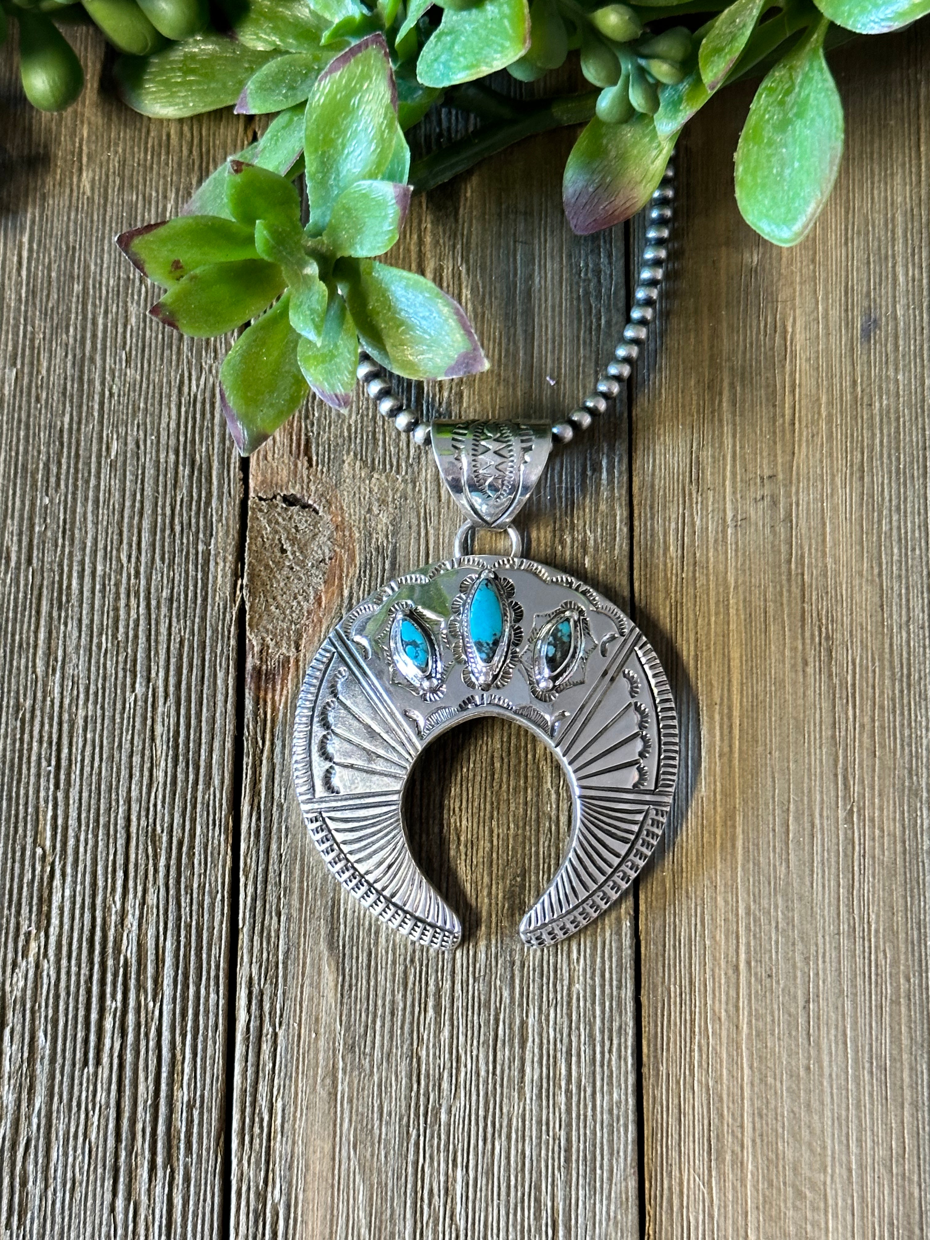 Jereme Delgarito Turquoise & Sterling Silver Naja Pendant