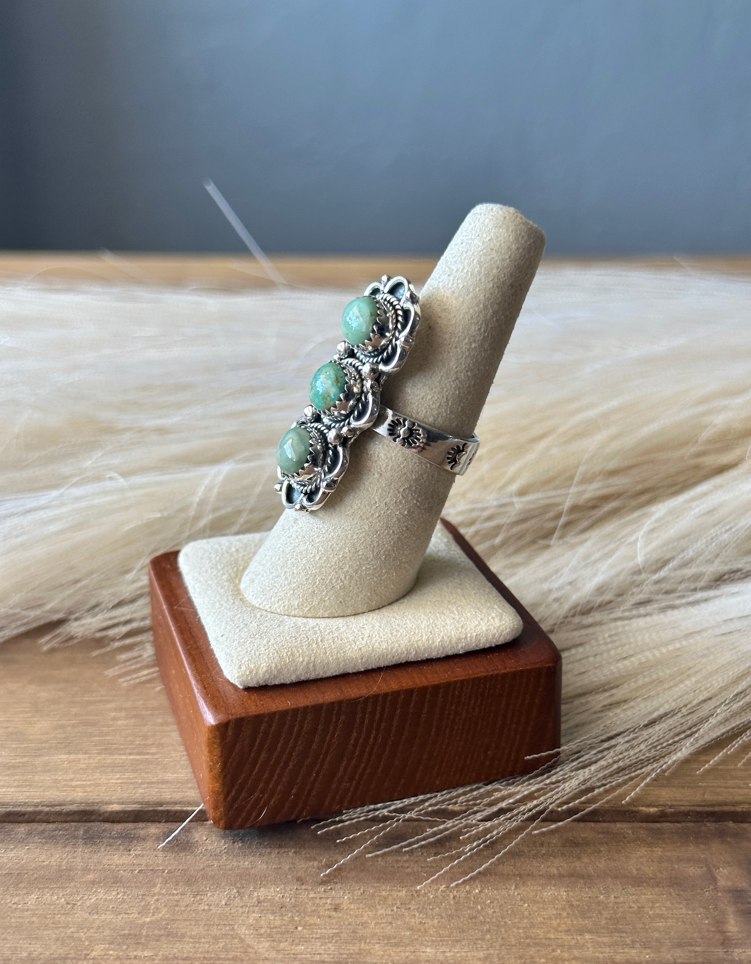 Southwest Handmade Kingman Turquoise & Sterling Silver Adjustable Ring