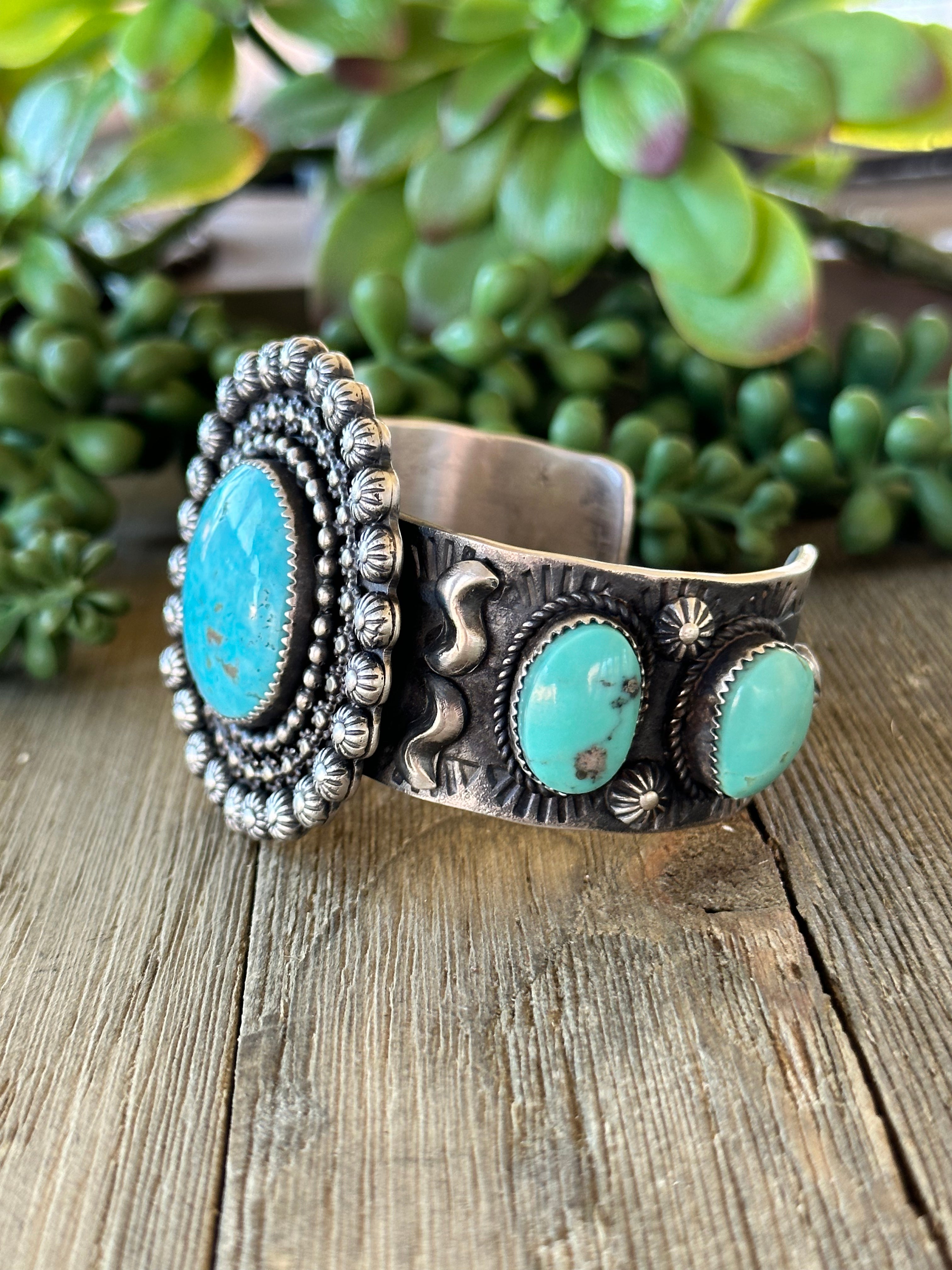 Richard Yazza Kingman Turquoise & Sterling Silver Cuff Bracelet