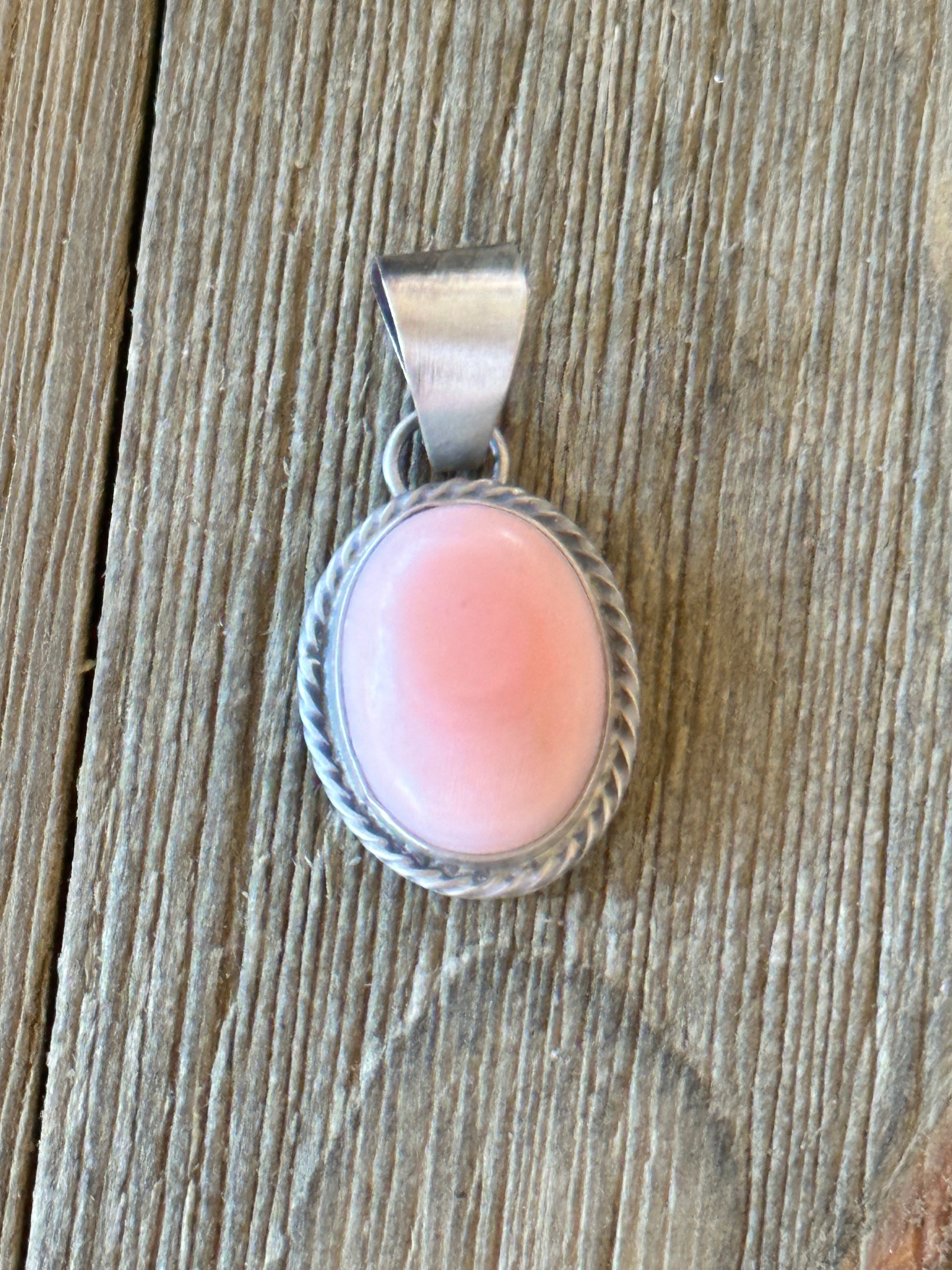 Navajo Made Pink & Sterling Silver Pendant