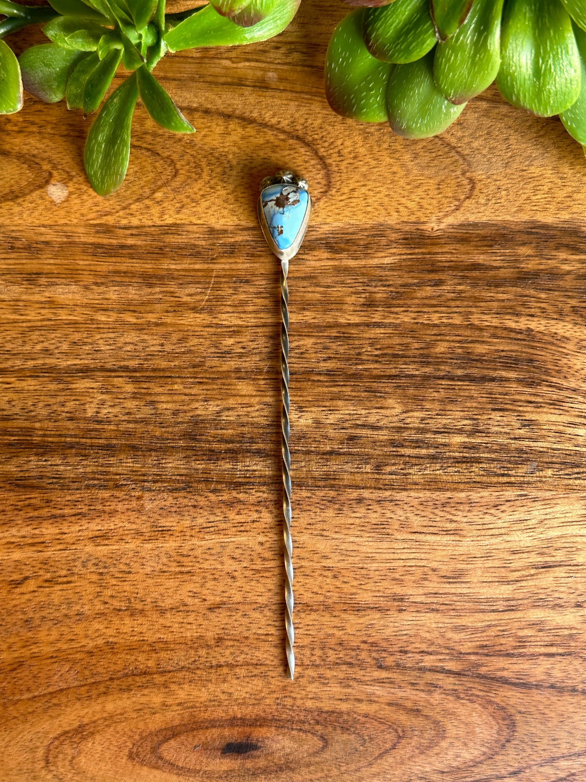 Sandra Nez Golden Hills Turquoise & Sterling Silver Hair Pin