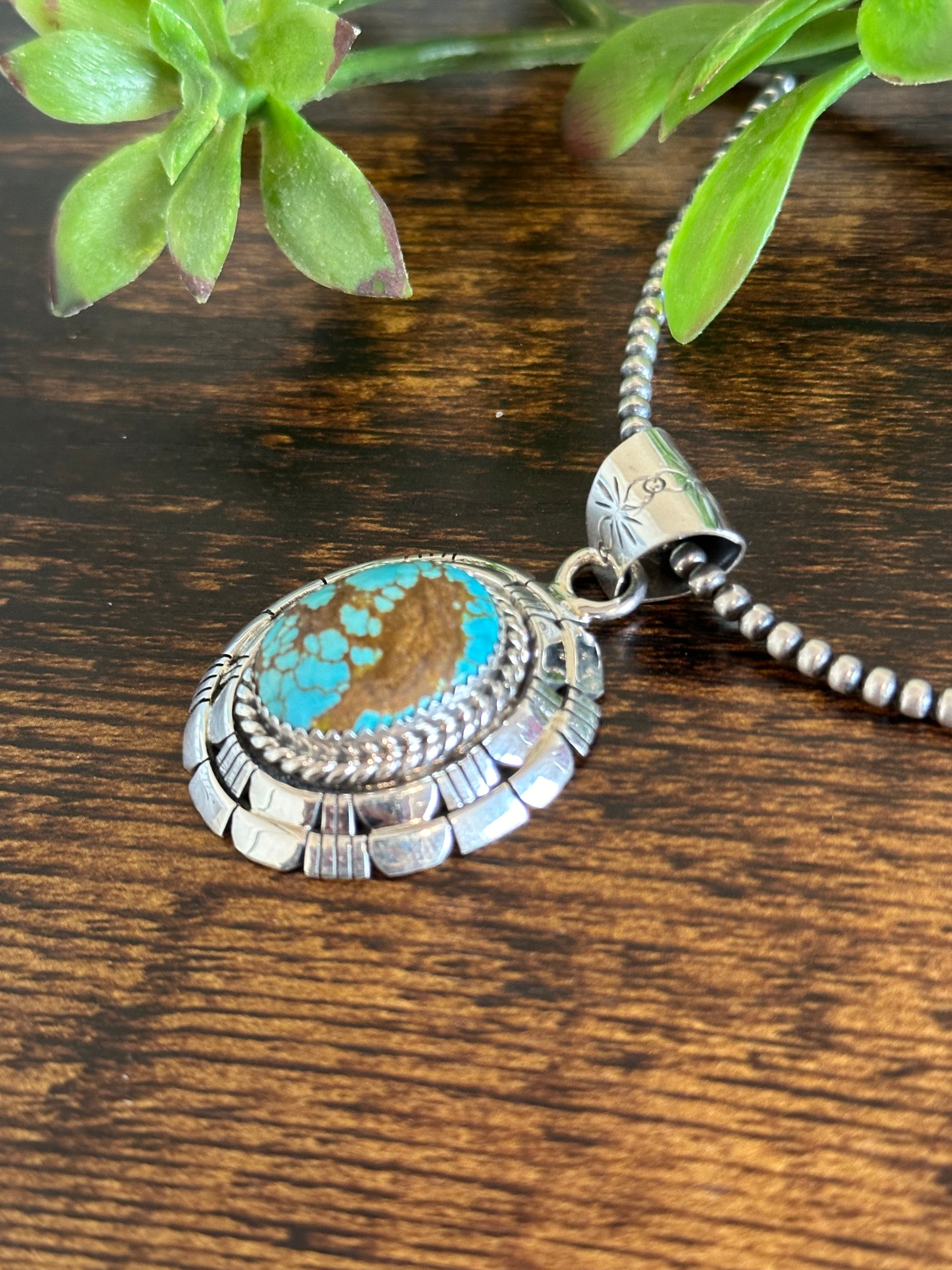 William Begay #8 Turquoise & Sterling Silver Pendant