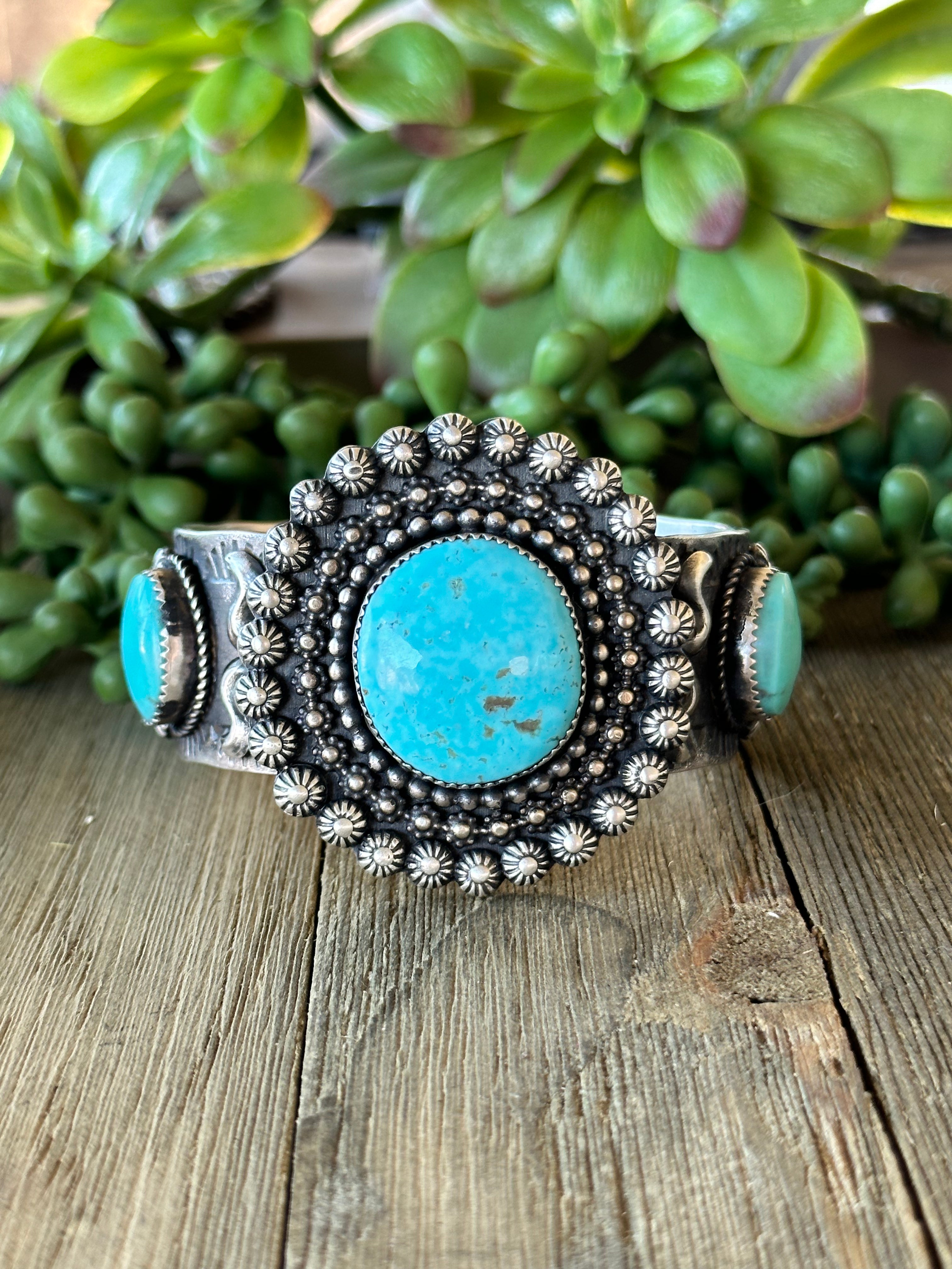 Richard Yazza Kingman Turquoise & Sterling Silver Cuff Bracelet