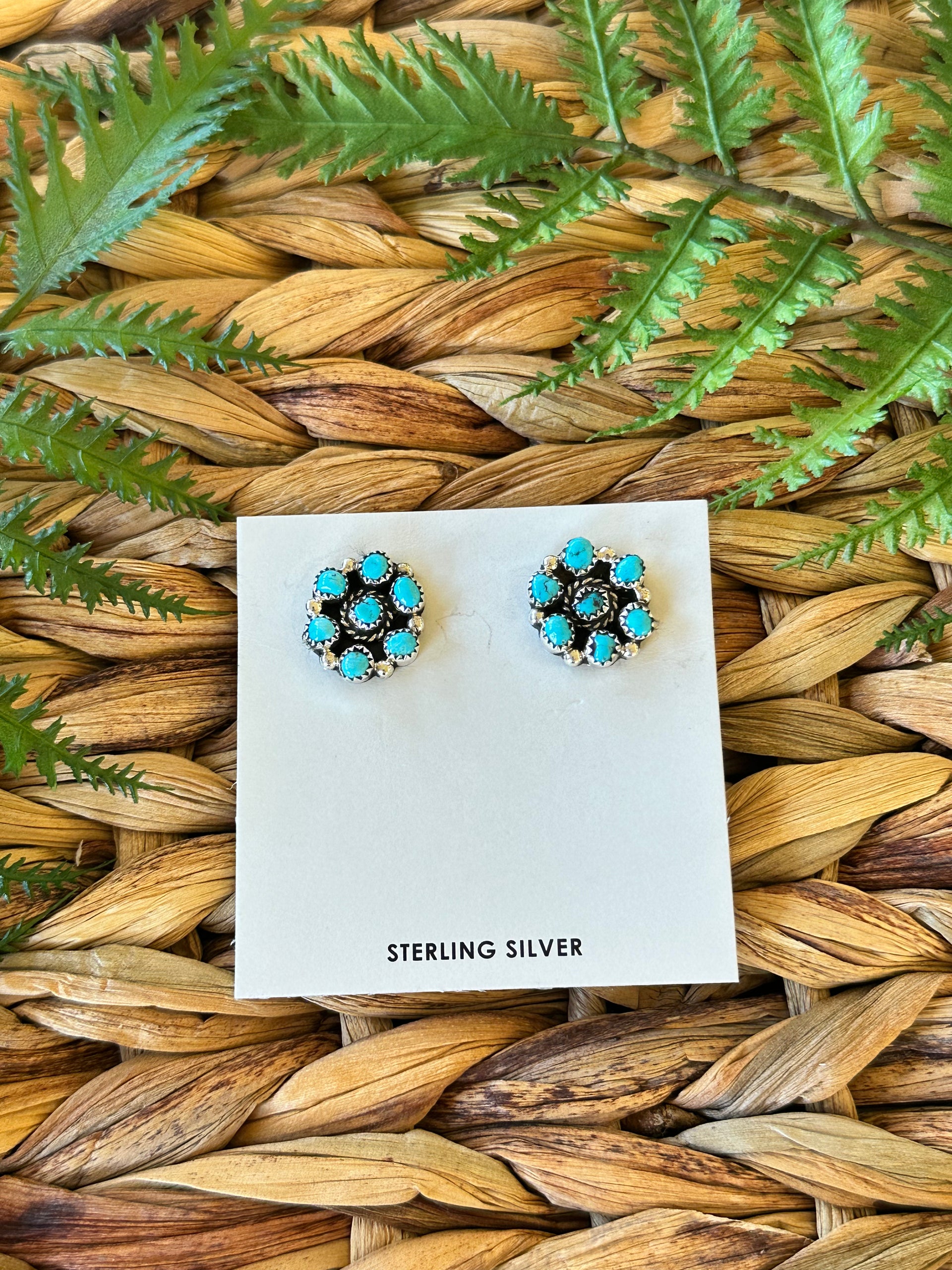 Tricia Leekity Kingman Turquoise & Sterling Silver Post Earrings