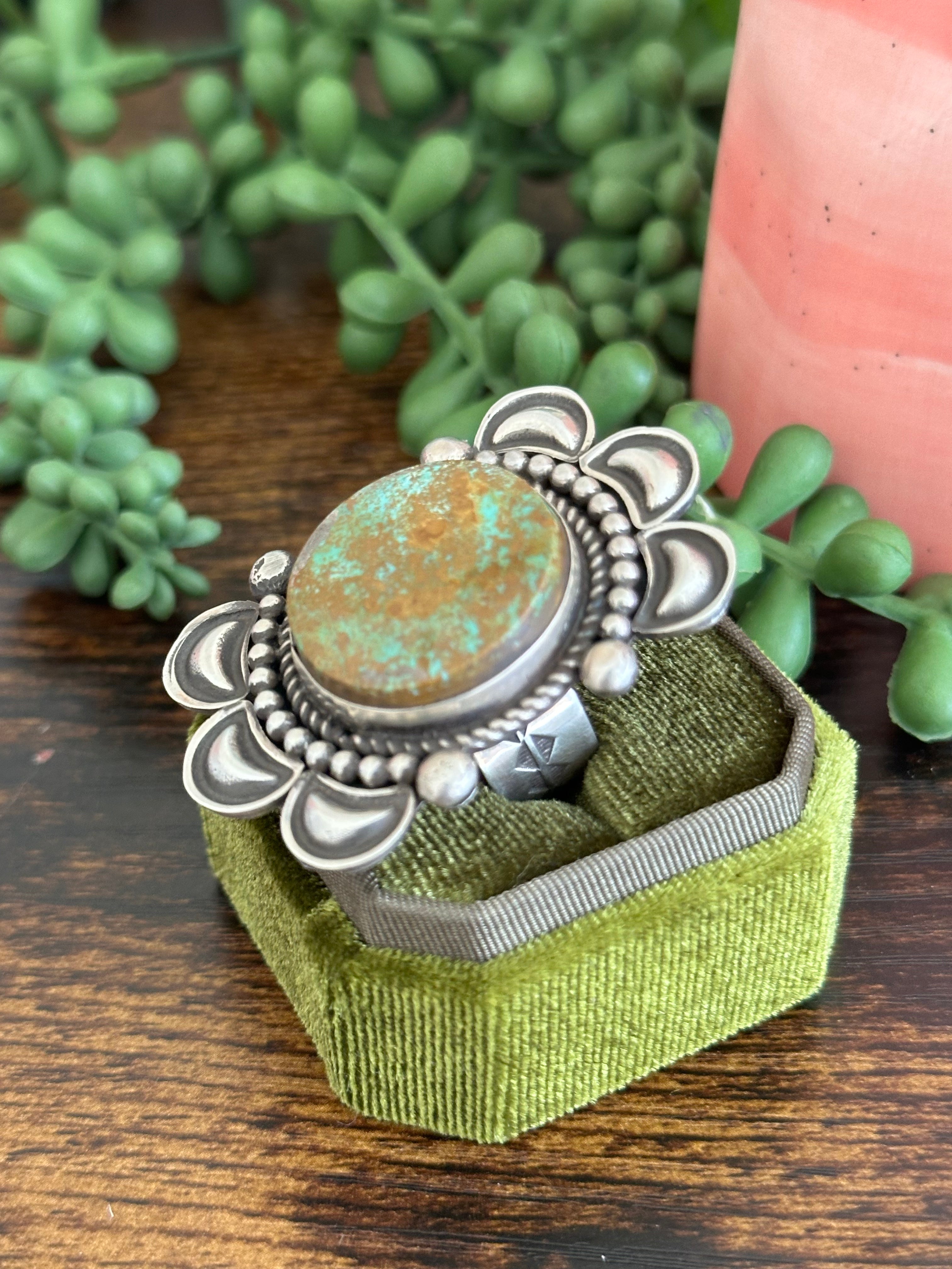 Alex Sanchez Natural Royston Turquoise & Sterling Silver Adjustable Ring