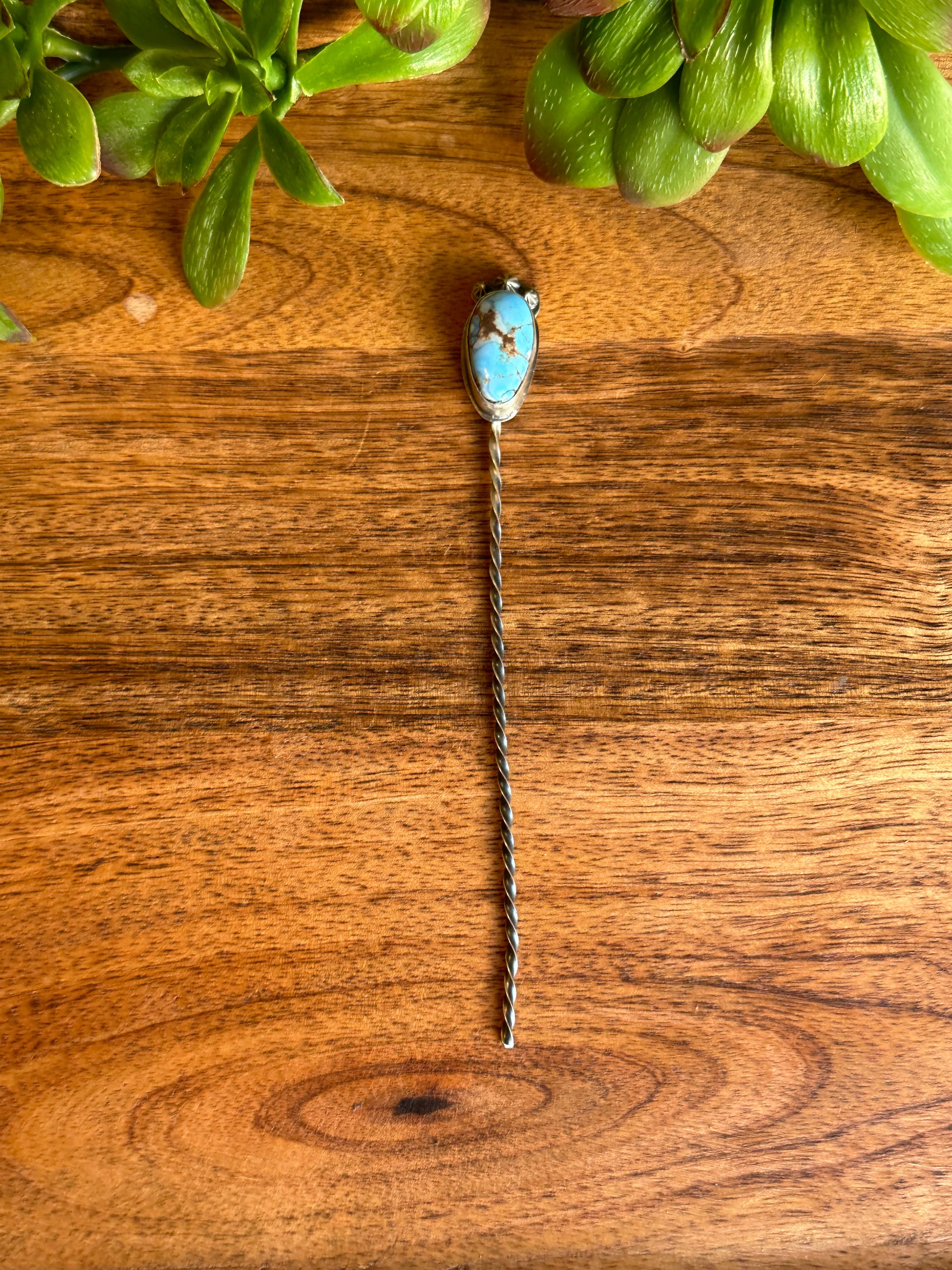Sandra Nez Golden Hills Turquoise & Sterling Silver Hair Pin