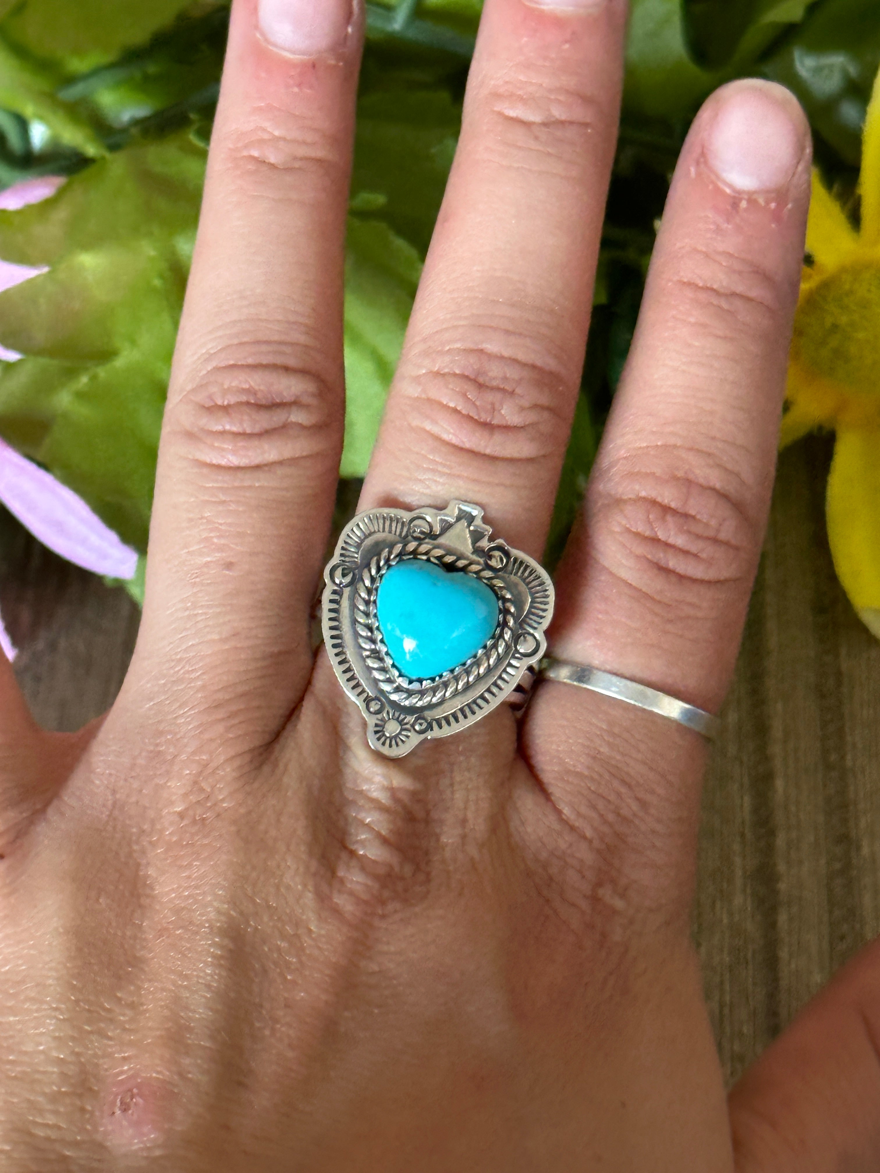 Navajo Made Kingman Turquoise & Sterling Silver Ring