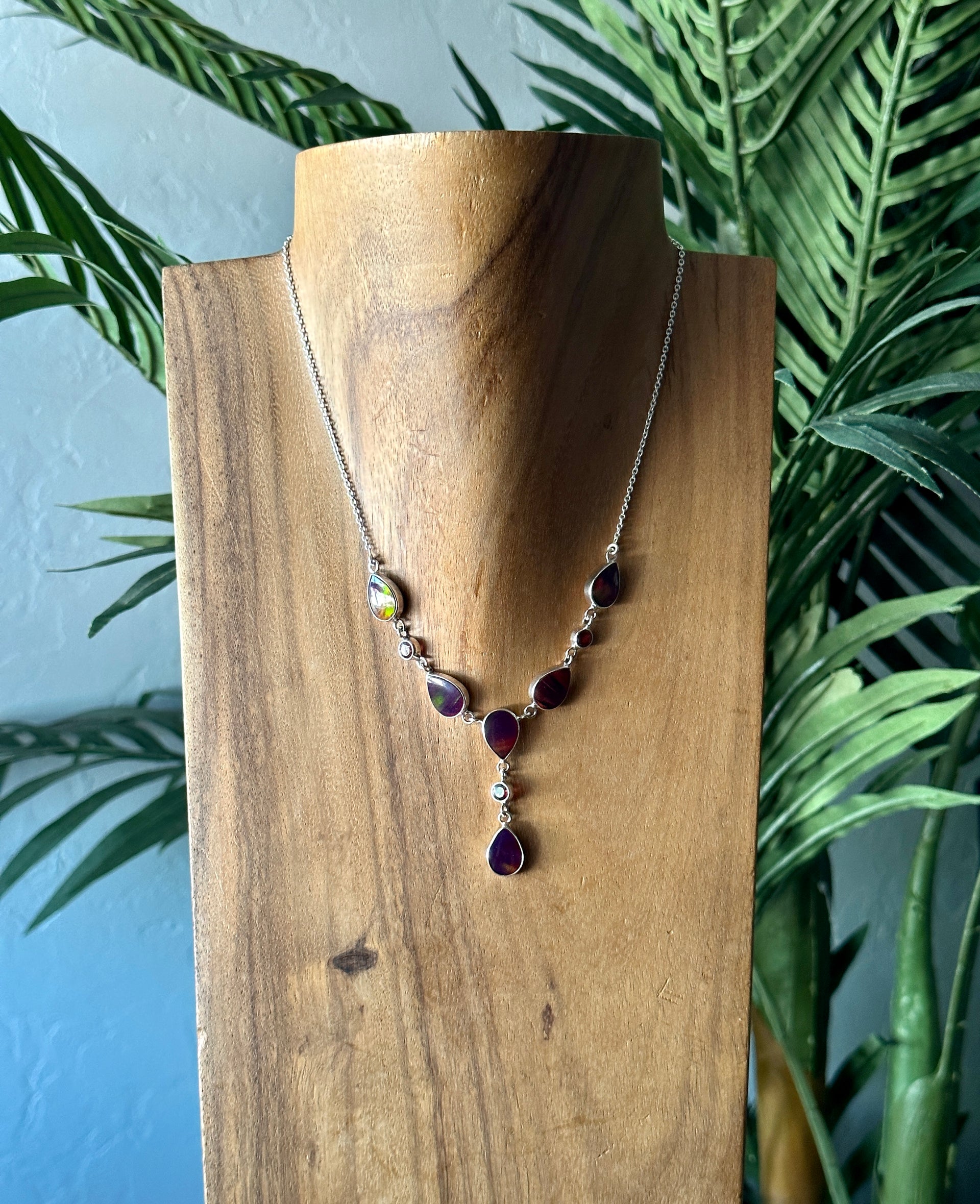 Southwest Handmade Mohave Opal & Sterling Silver Lariat Necklace