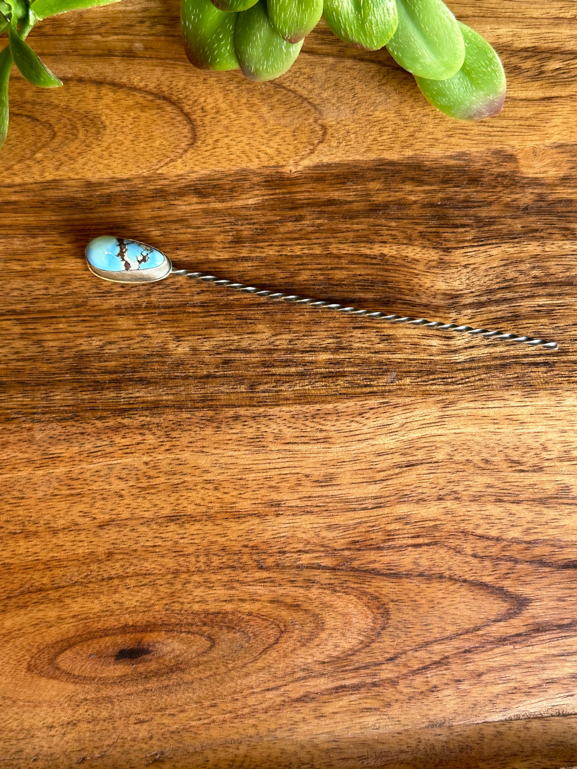 Sandra Nez Golden Hills Turquoise & Sterling Silver Hair Pin
