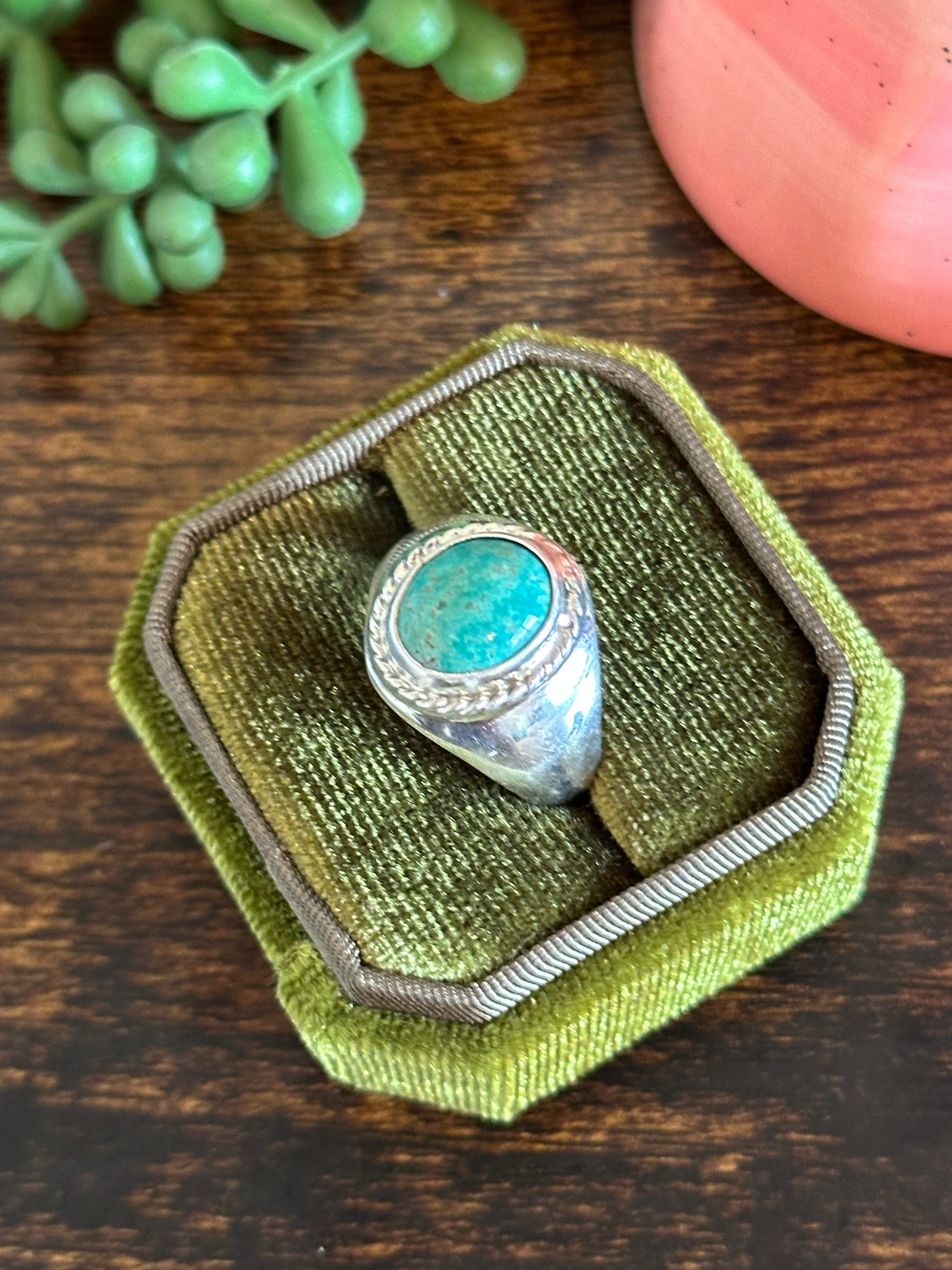 Navajo Made Kingman Turquoise & Sterling Silver Ring