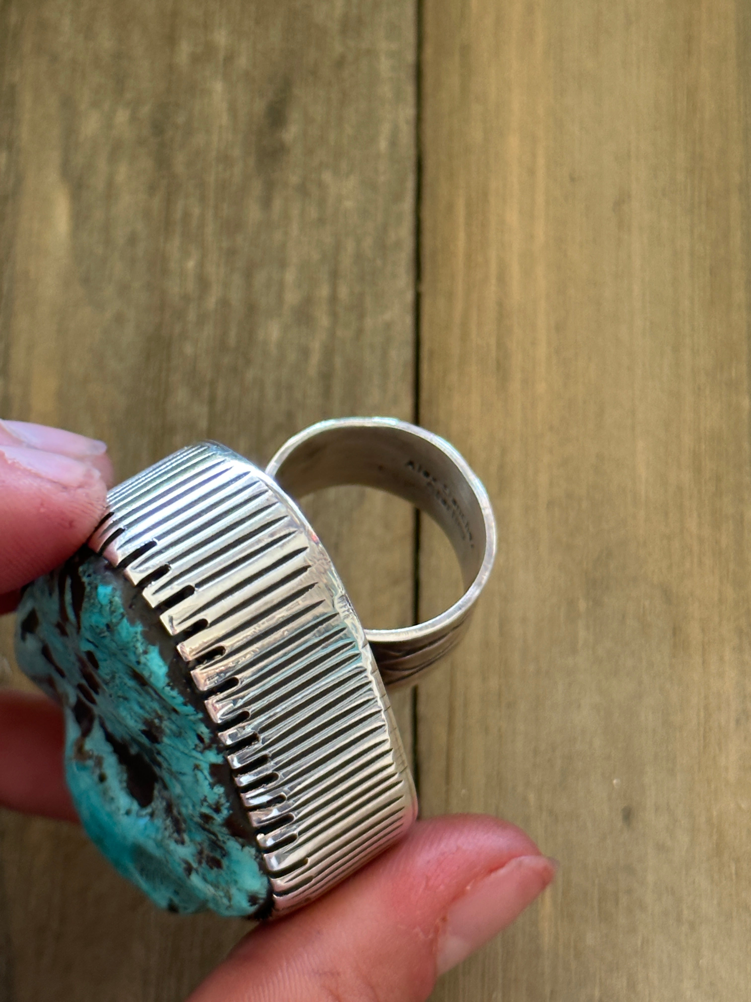 Alex Sanchez Morenci Turquoise & Sterling Silver Adjustable Ring