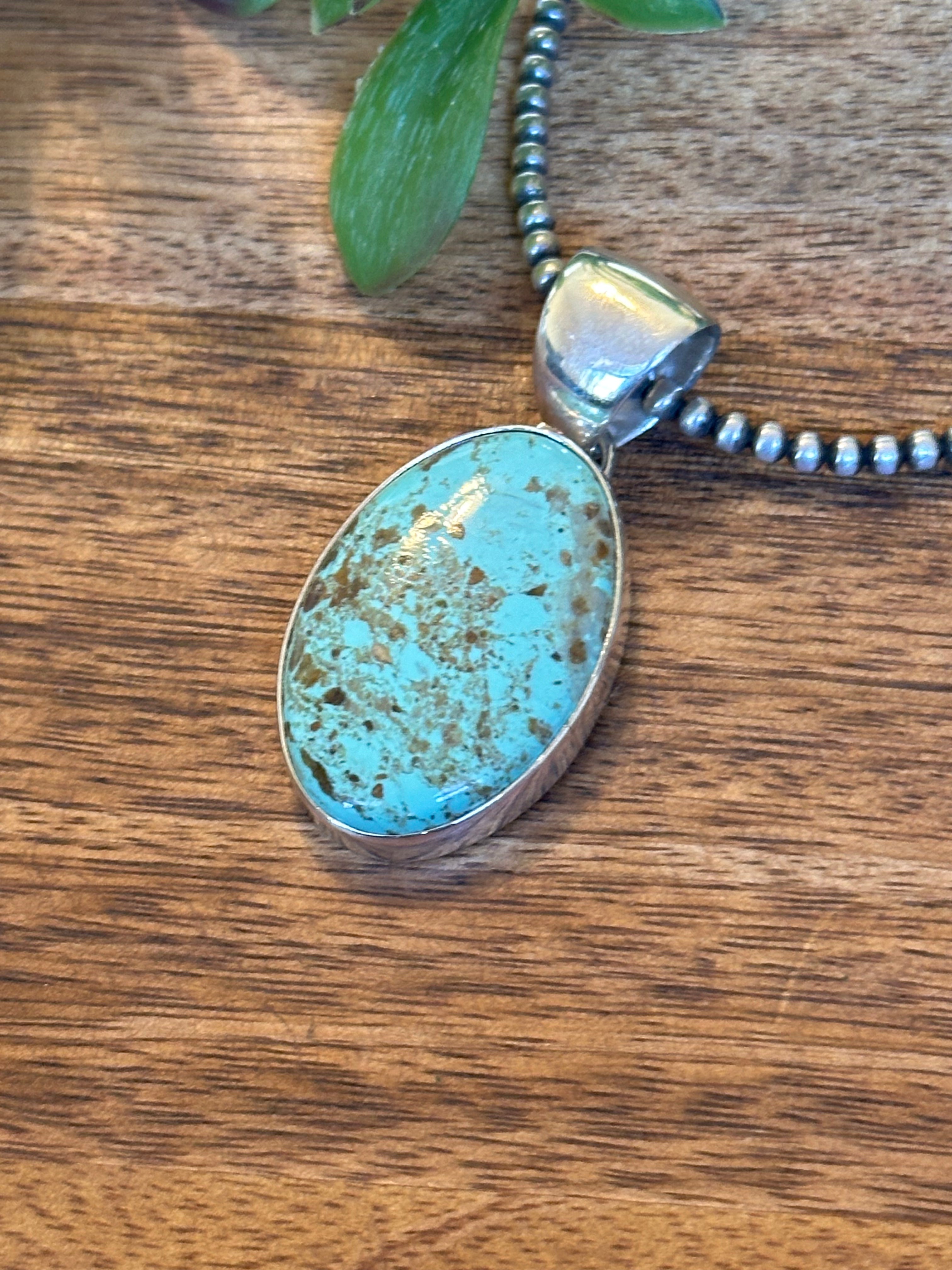 Navajo Made Royston Turquoise & Sterling Silver Pendant