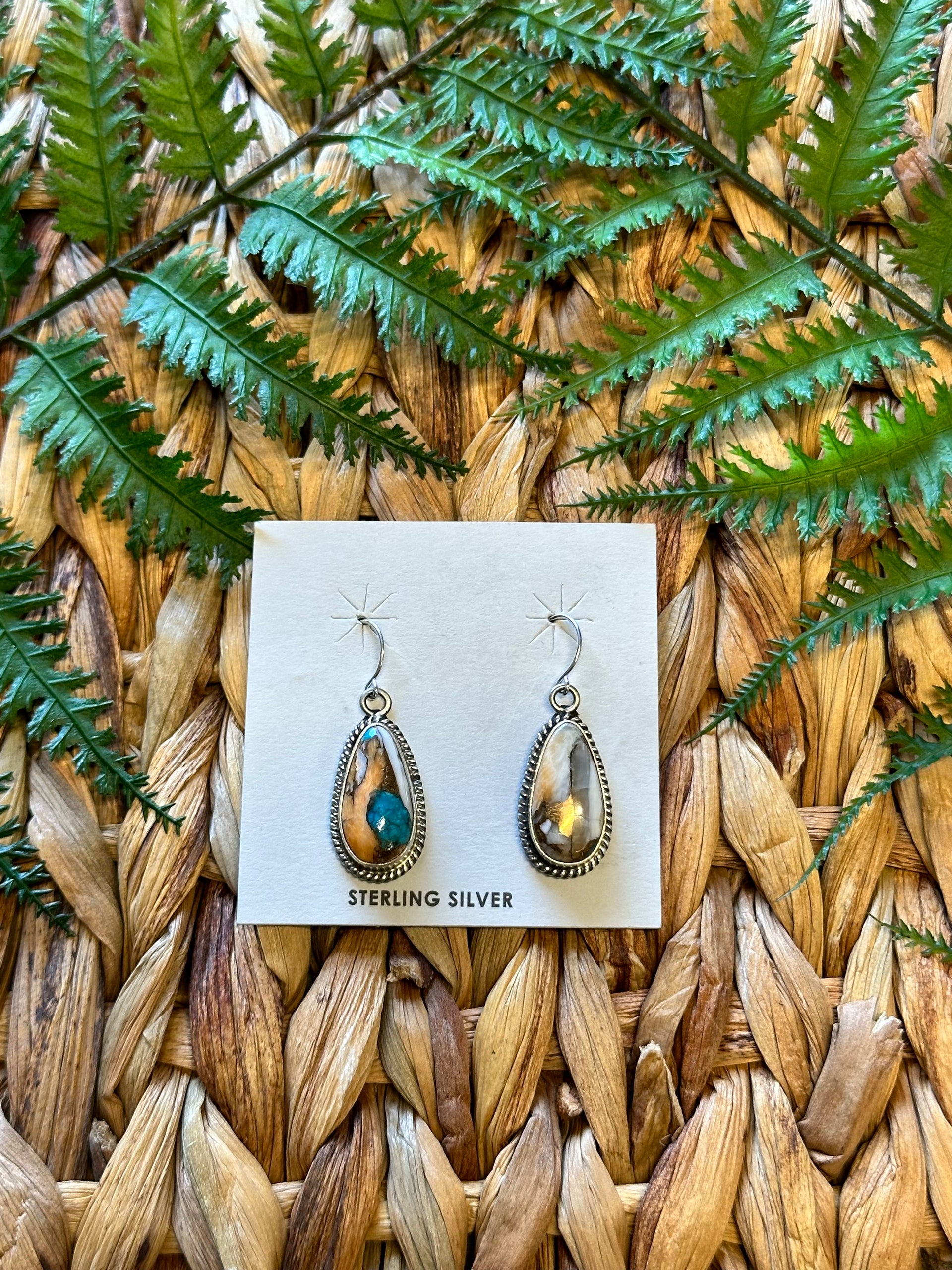 Elouise Kee Mohave Turquoise & Sterling Silver Pearls Dangle Earrings