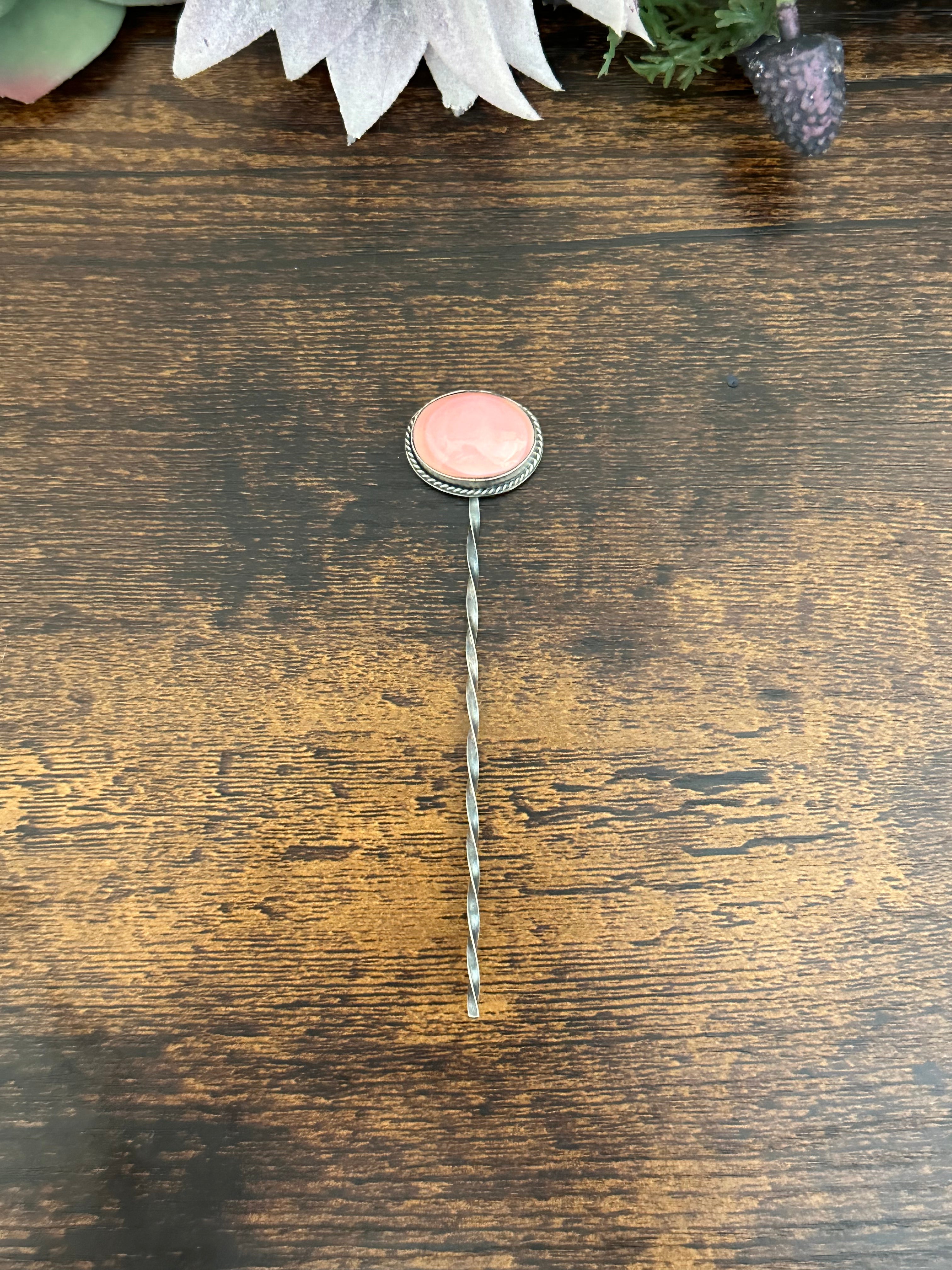 Sam Nez Pink Conch & Sterling Silver Hair Pin