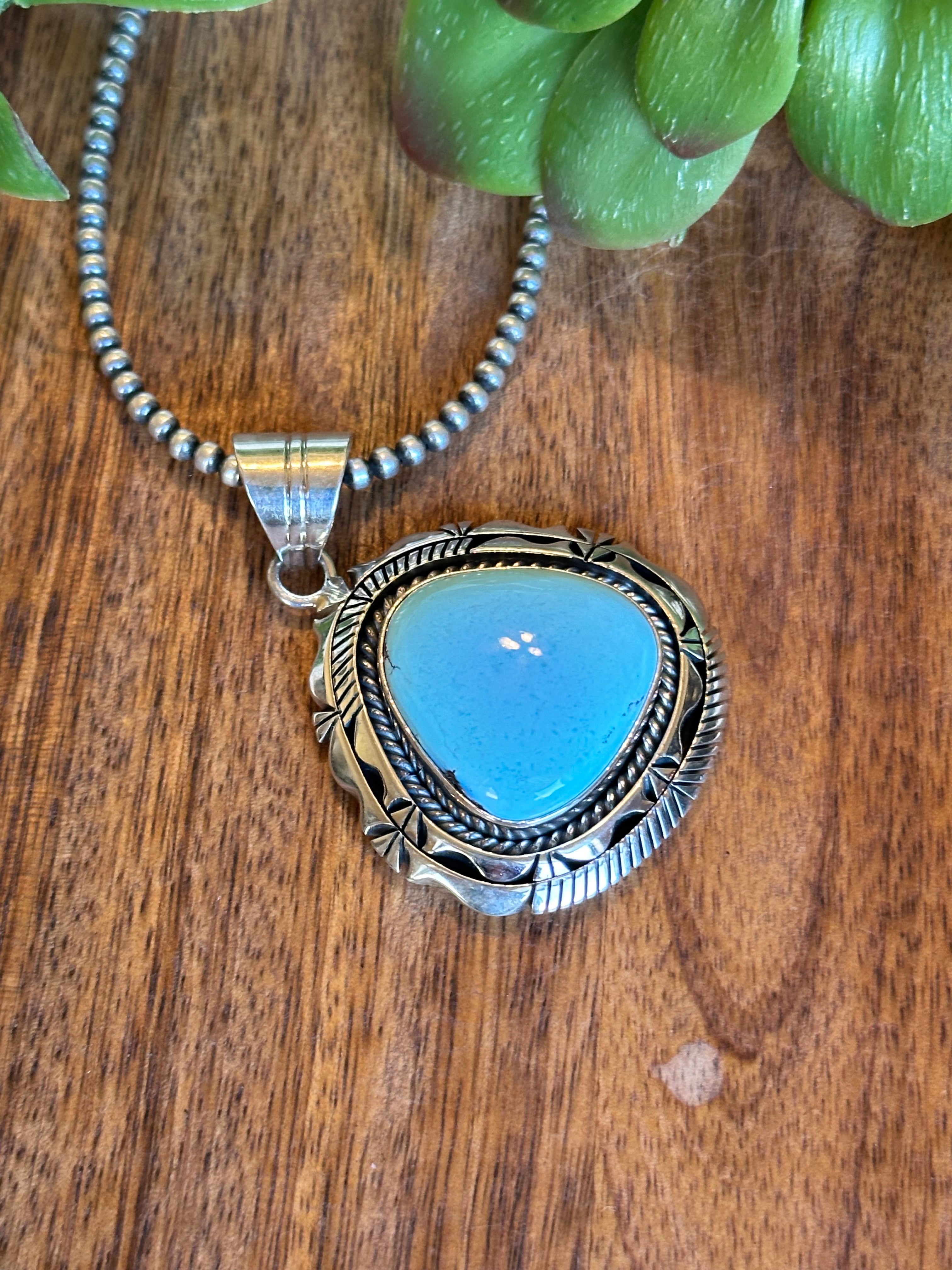 Eugene Belone Golden Hills Turquoise & Sterling Silver Pendant