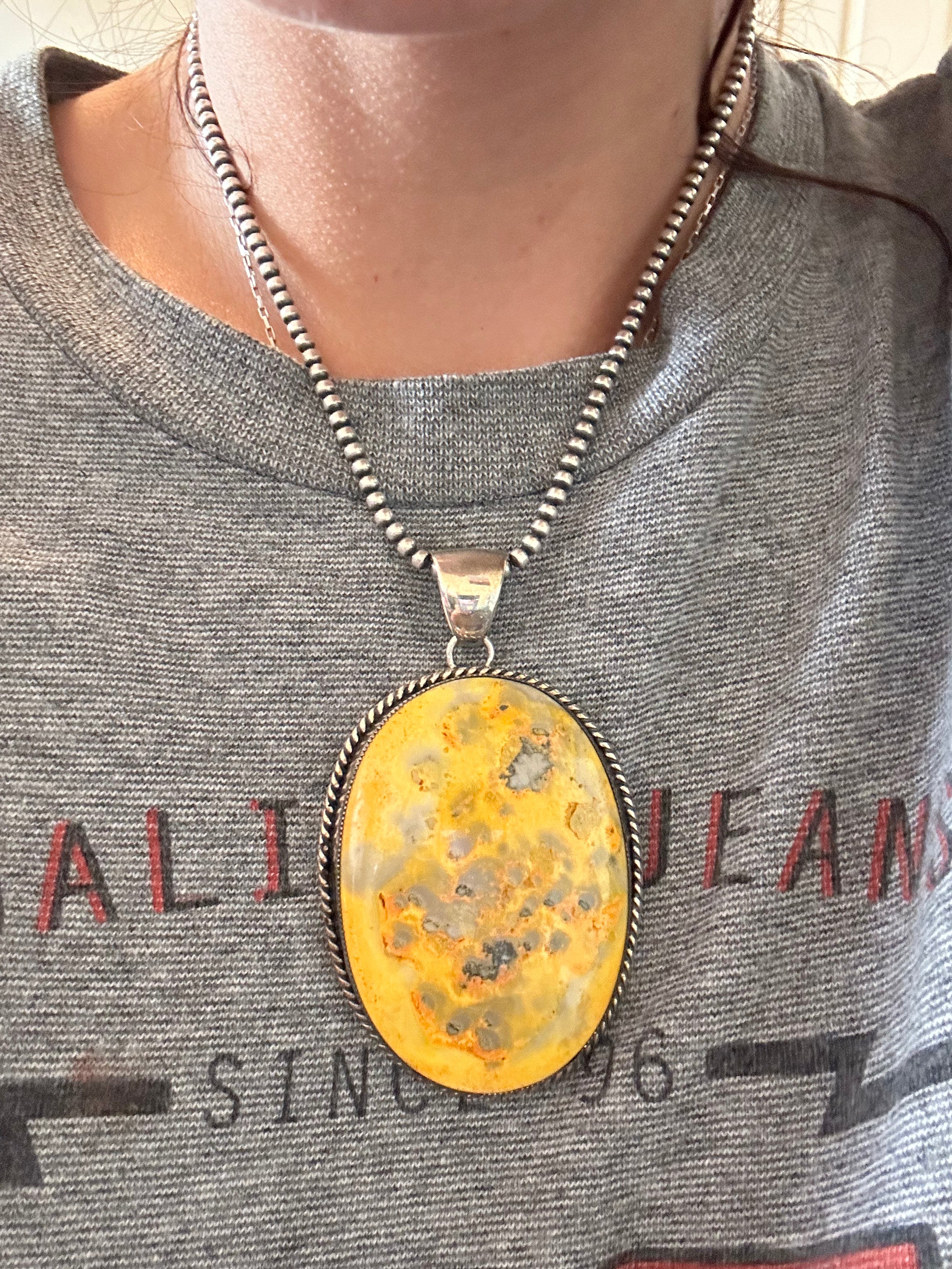 Larry Kay Bumblebee Jasper & Sterling Silver Pendant