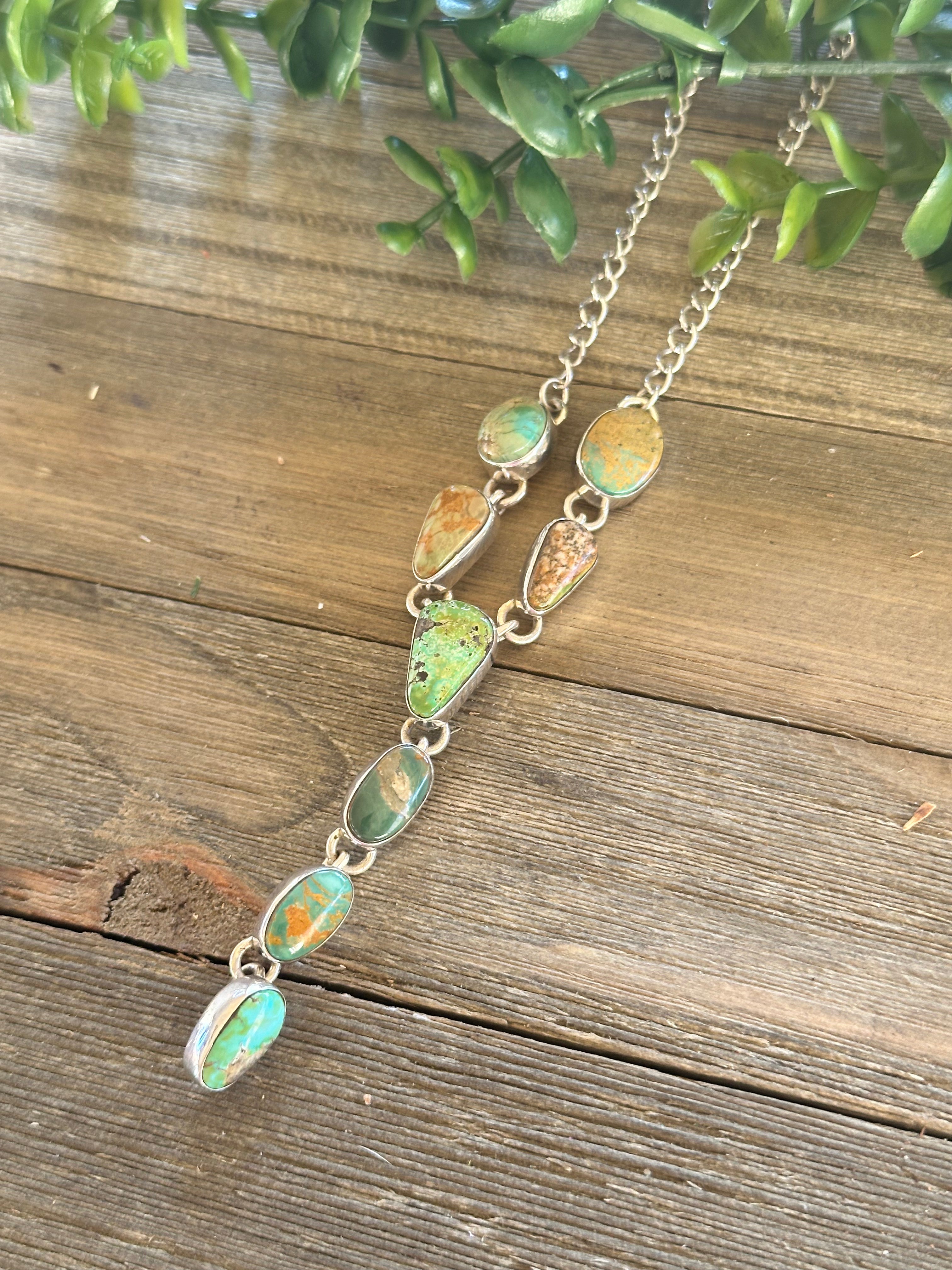 Southwest Made Royston Turquoise & Sterling Silver Lariat Necklace