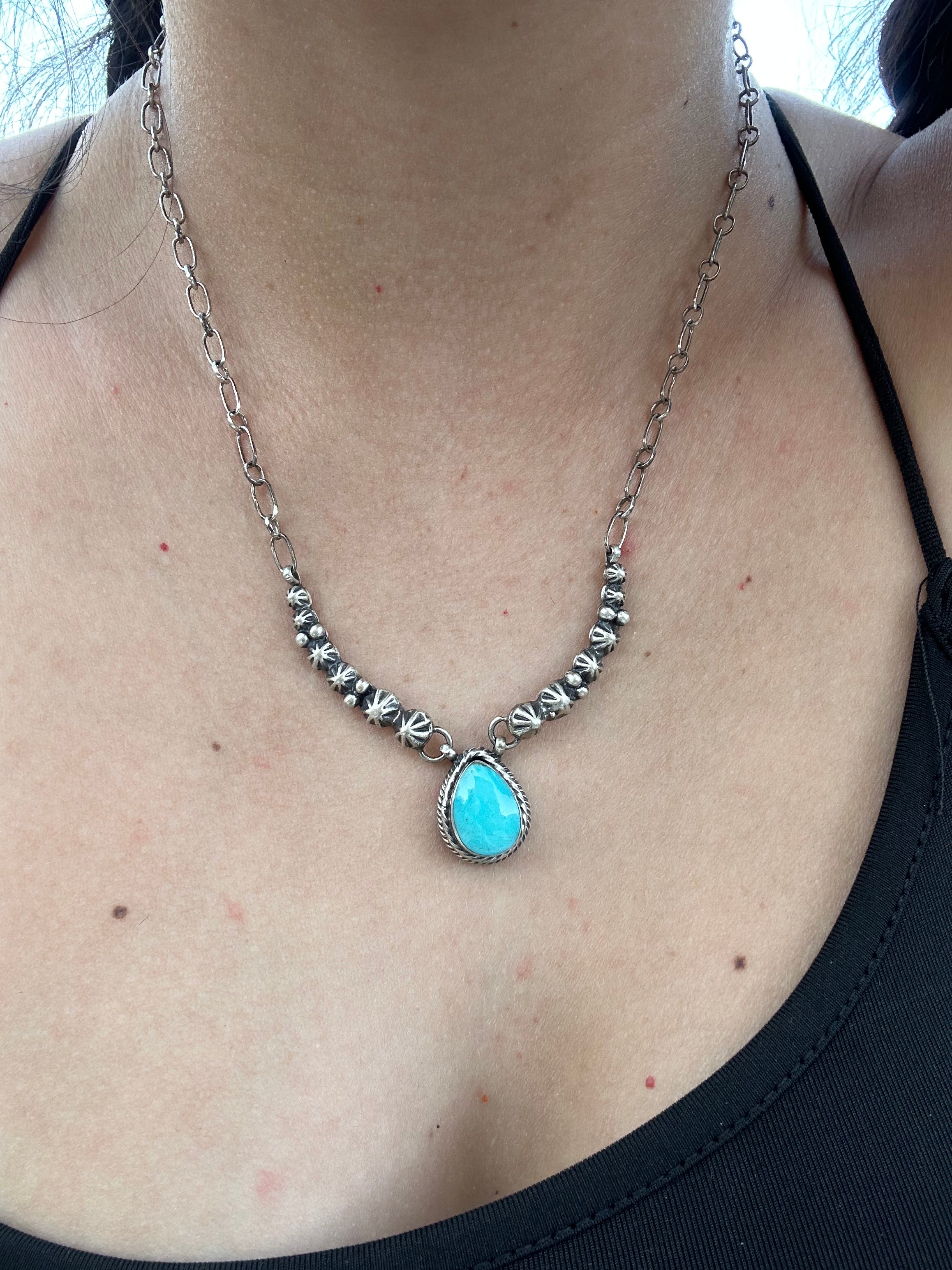 Kim Enrico Kingman Turquoise and Sterling Silver Necklace