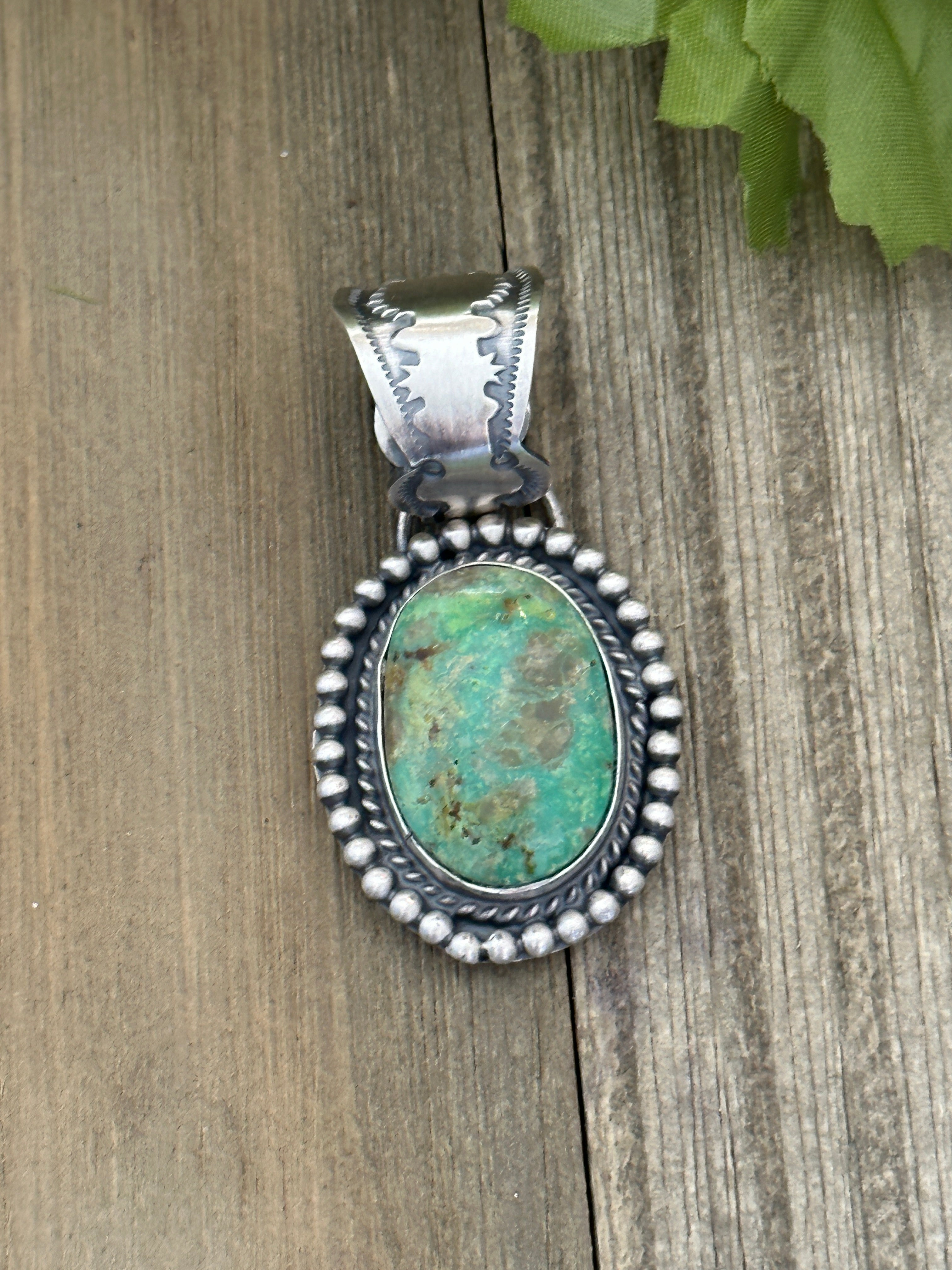 Navajo Made Carico Lake Turquoise & Sterling Silver Pendant