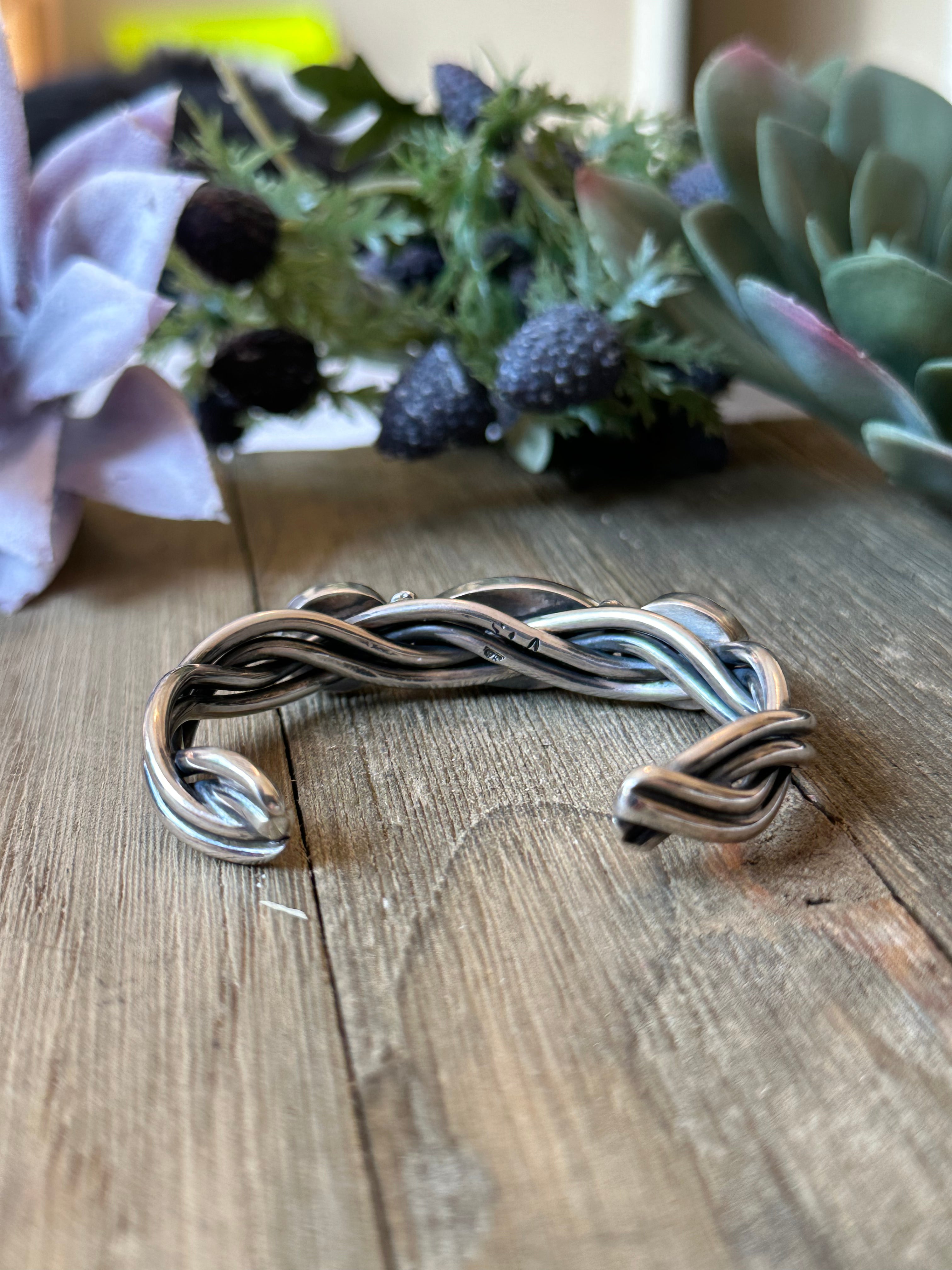 Navajo Made Spiny Oyster & Sterling Silver Cuff Bracelet