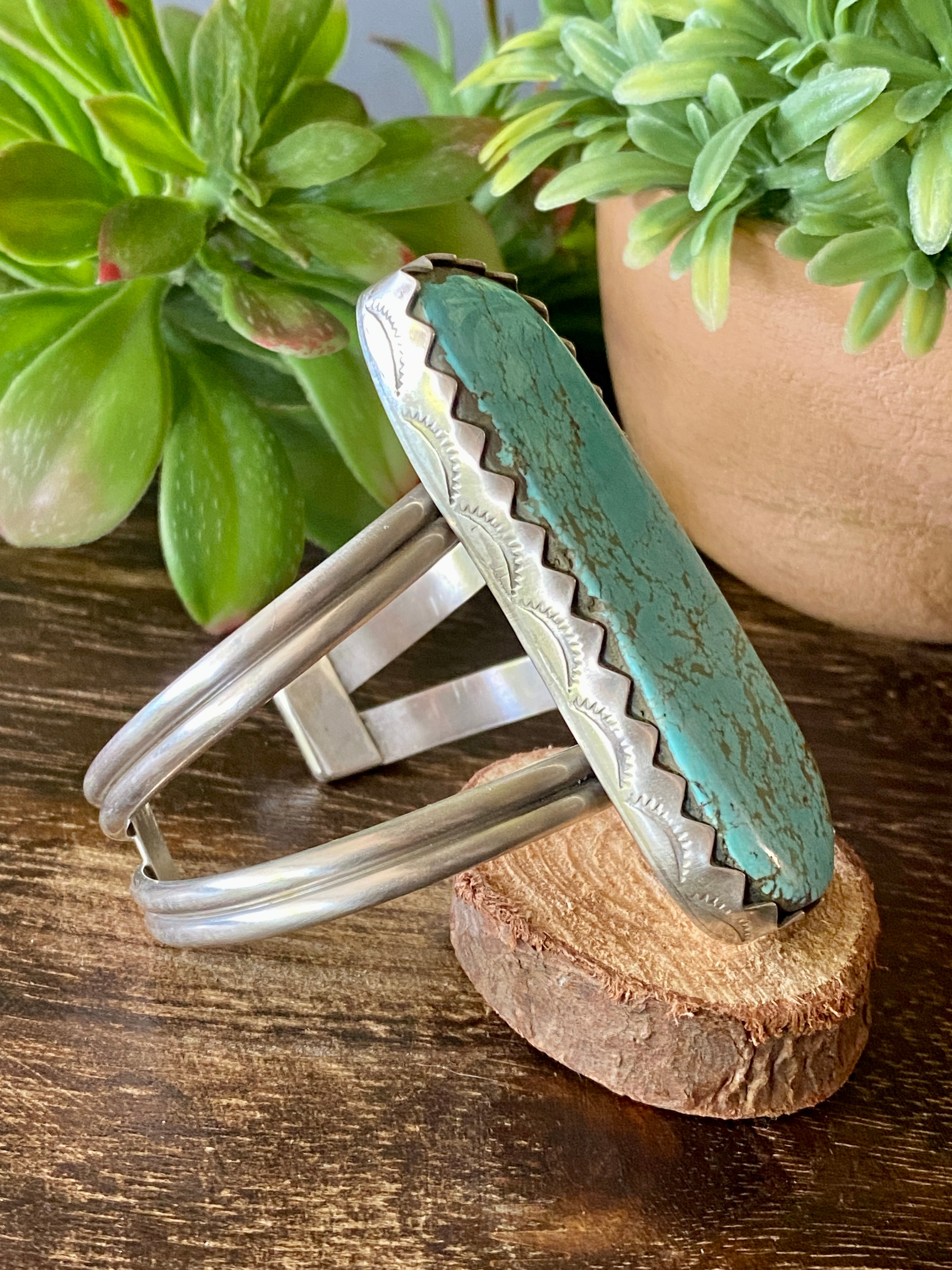 Danny Hinio #8 Turquoise & Sterling Silver Cuff Bracelet