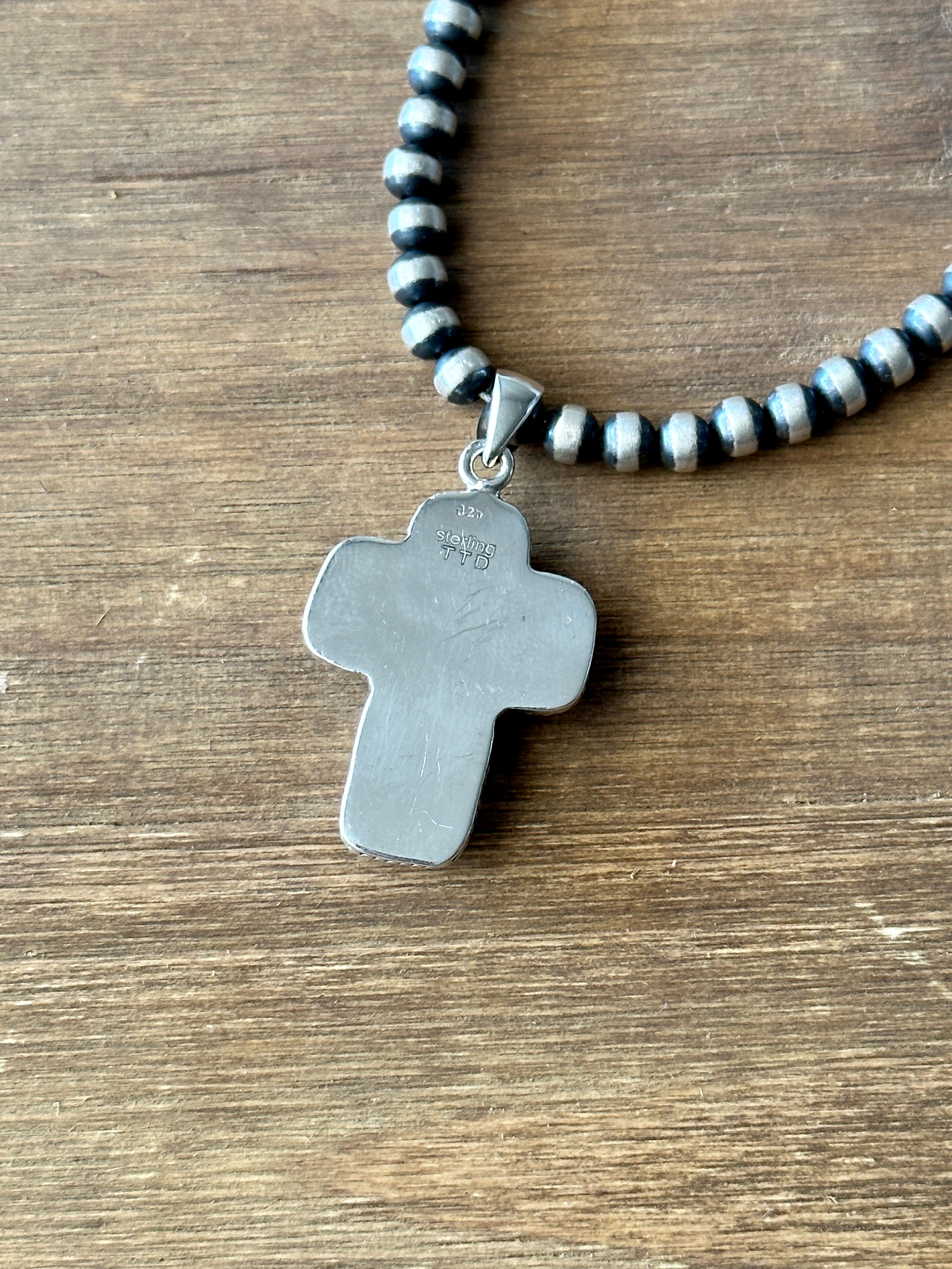 Southwest Handmade Onyx & Sterling Silver Cross Pendant