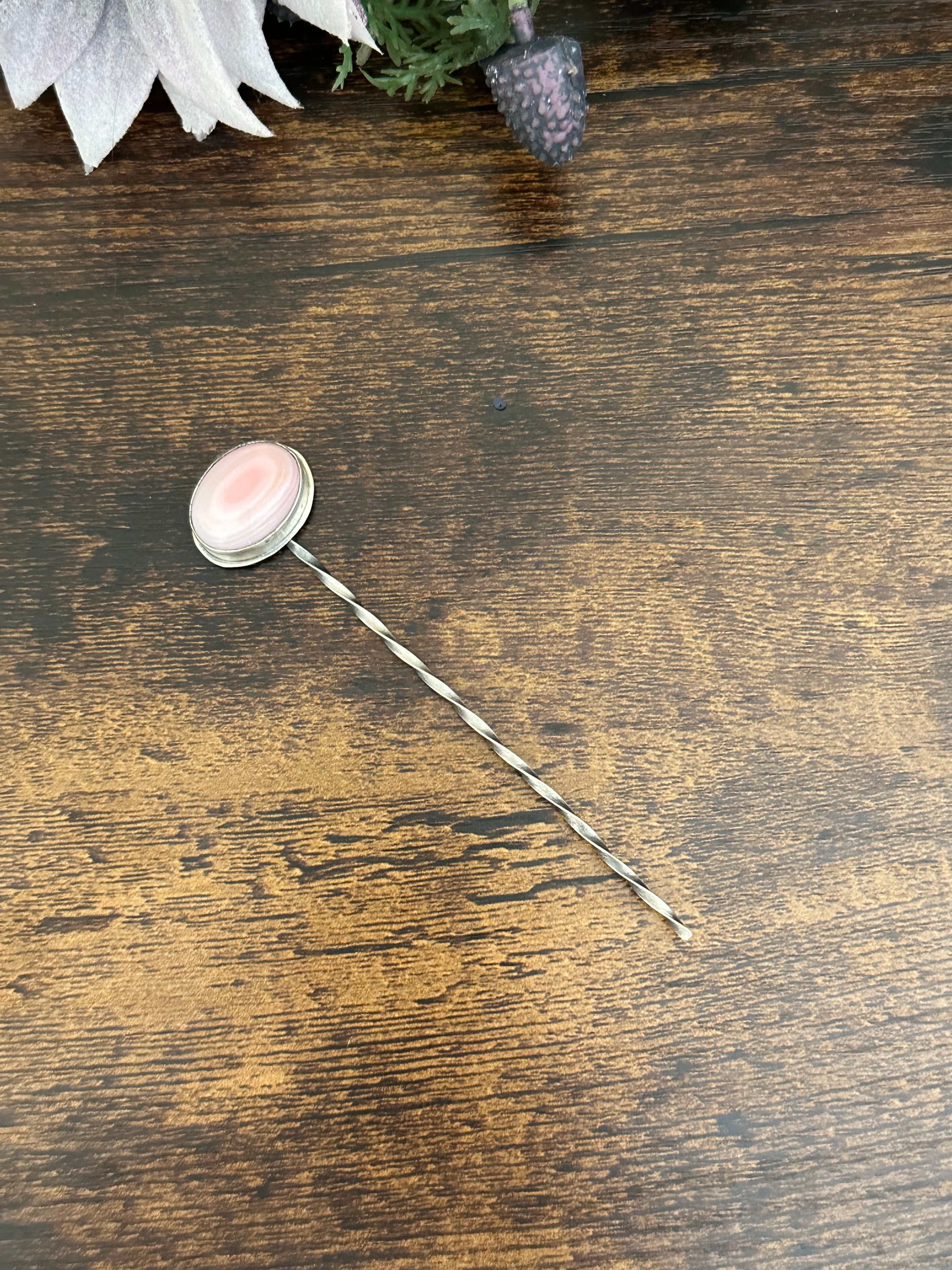 Sam Nez Pink Conch & Sterling Silver Hair Pin