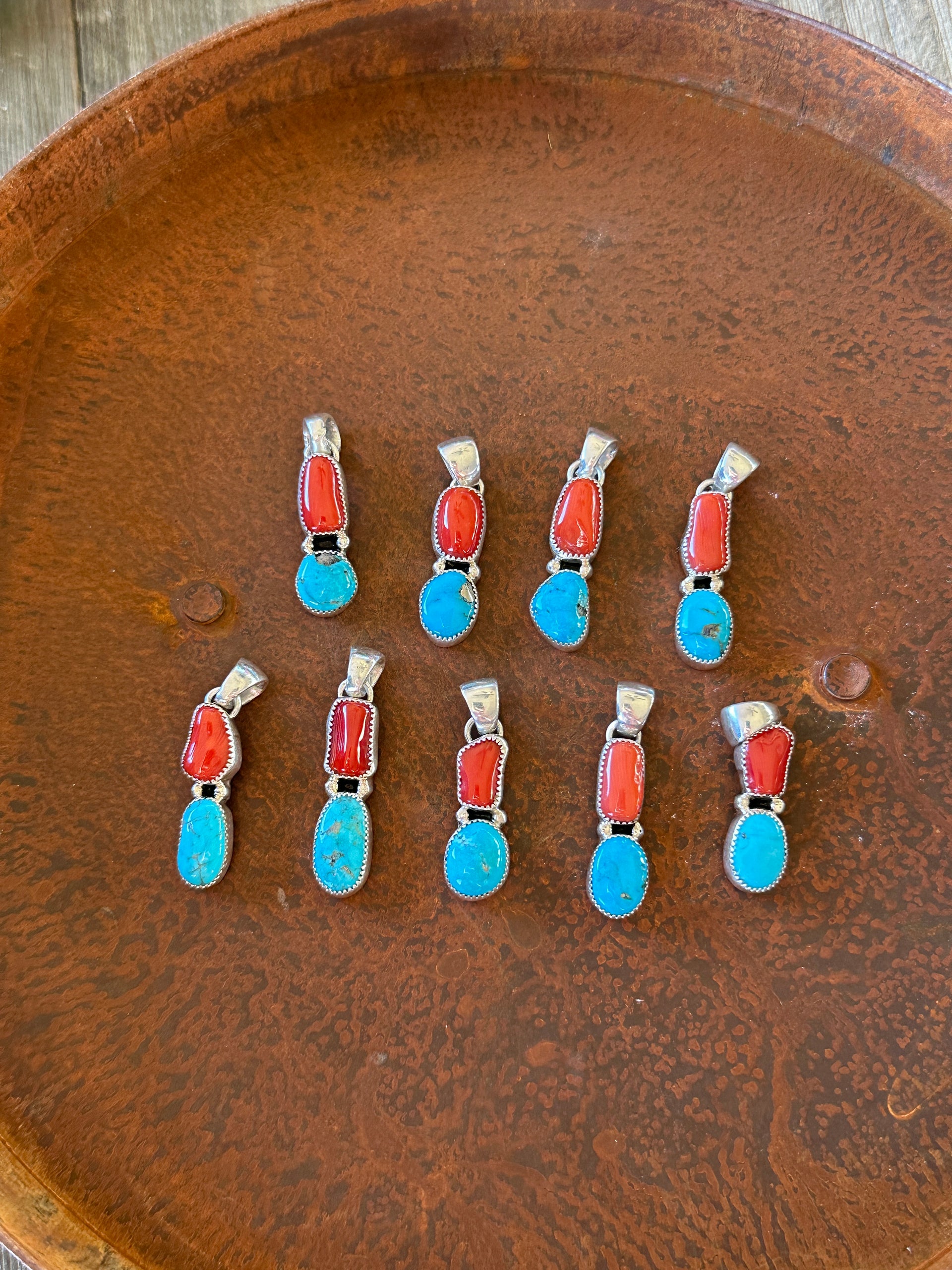 Navajo Made Multi Stone & Sterling Silver Pendant