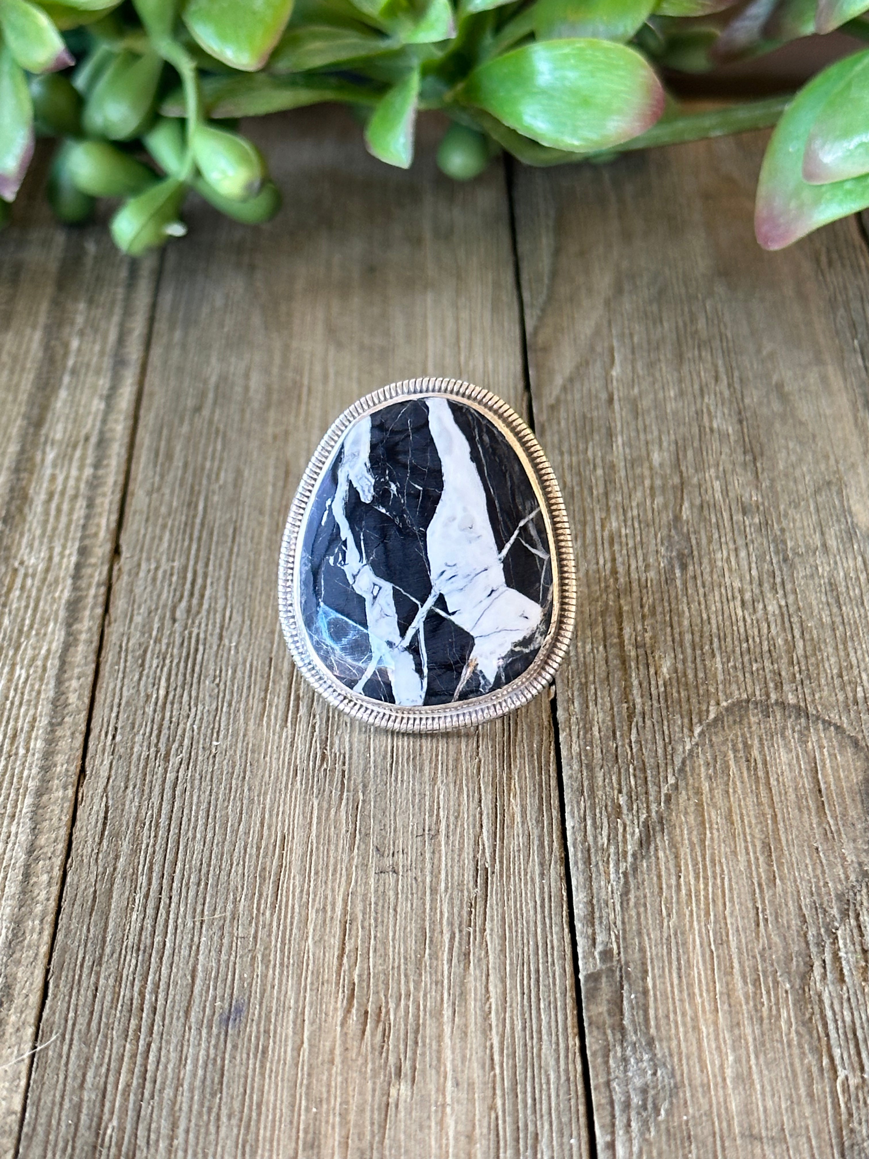 Wydell Billie White Buffalo & Sterling Silver Adjustable Ring