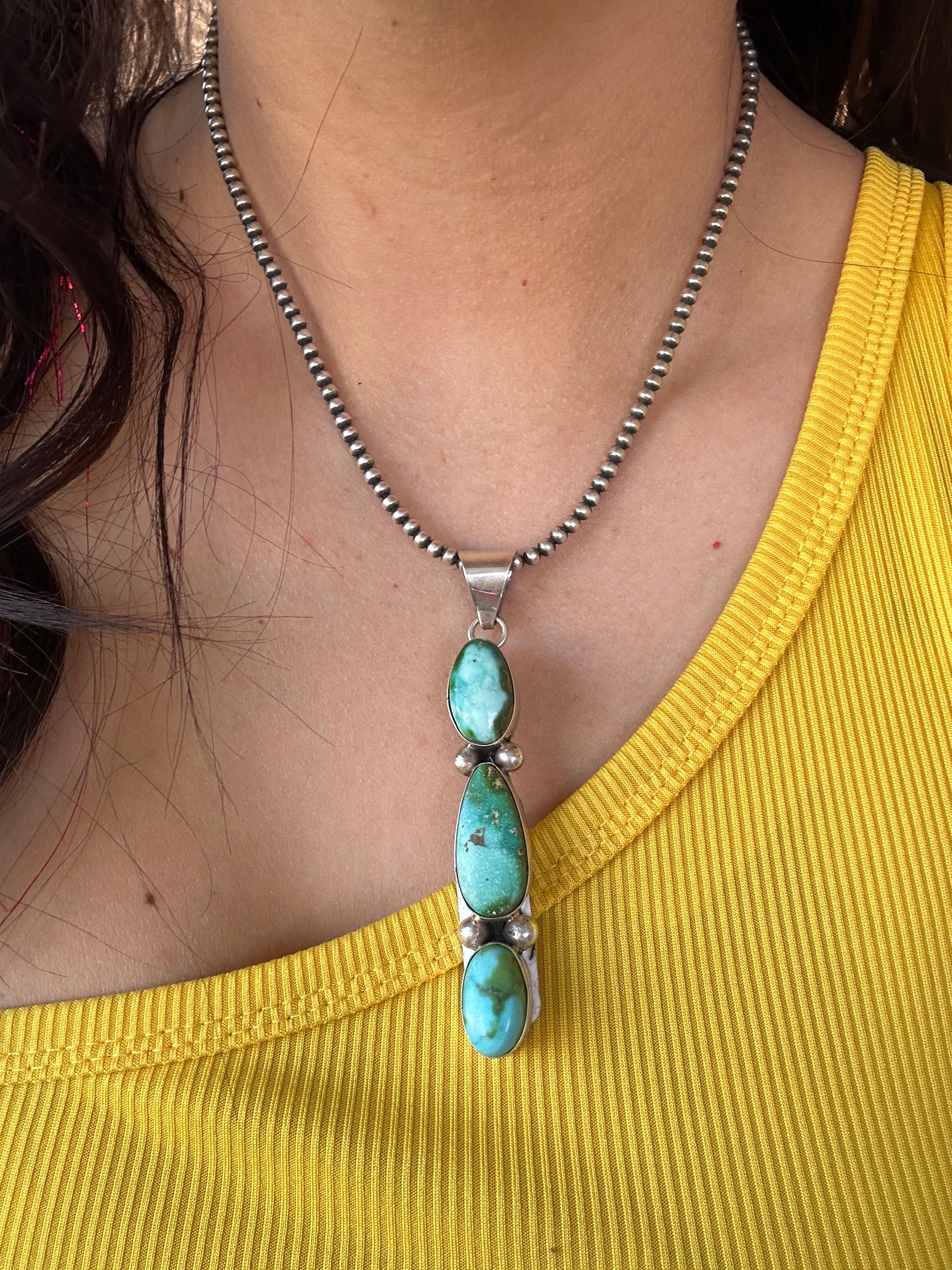 Tia Long Sonoran Gold Turquoise & Sterling Silver Pendant