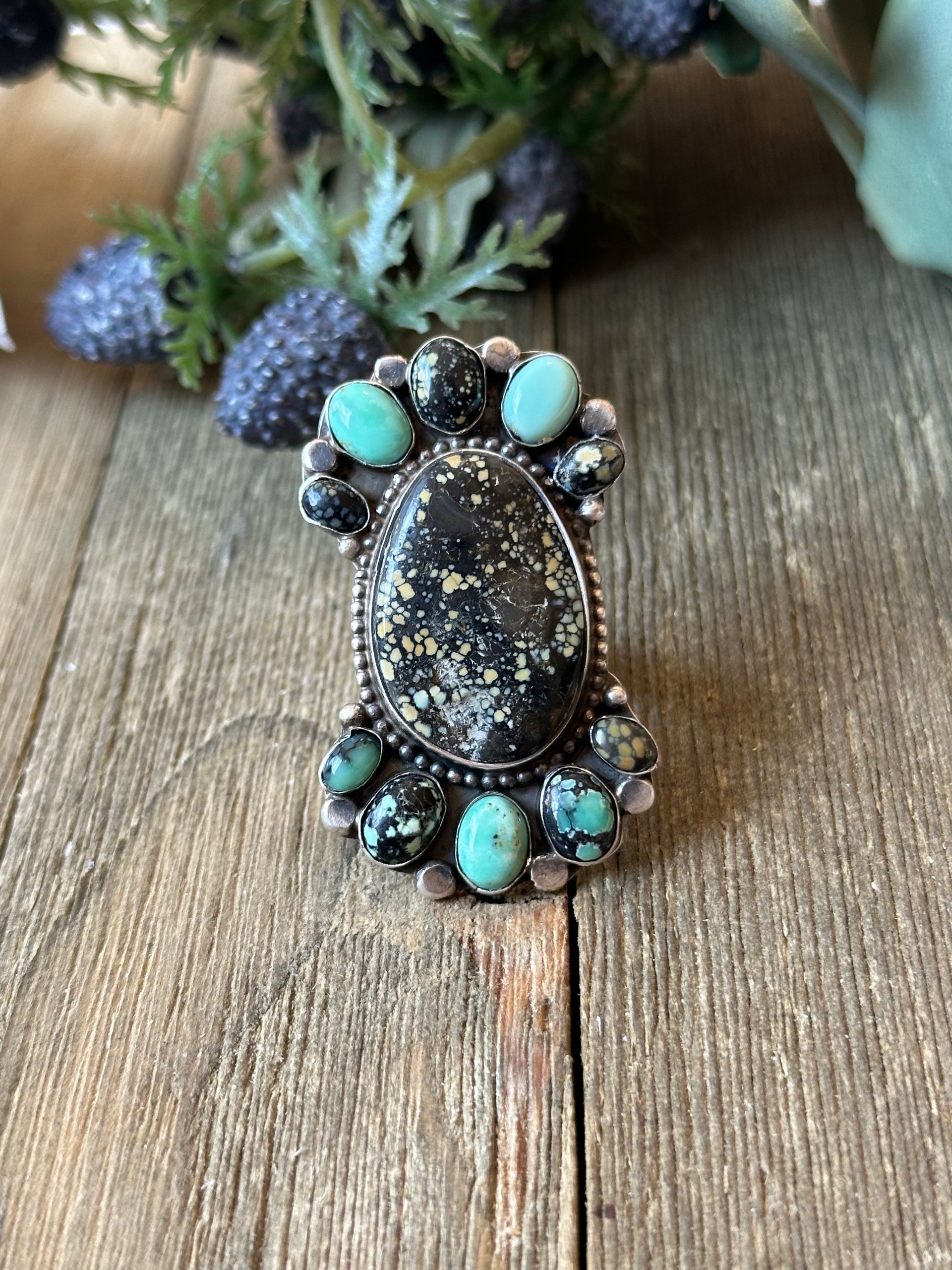 Shelia Becenti New Lander Variscite & Sterling Silver Ring Size 9.25