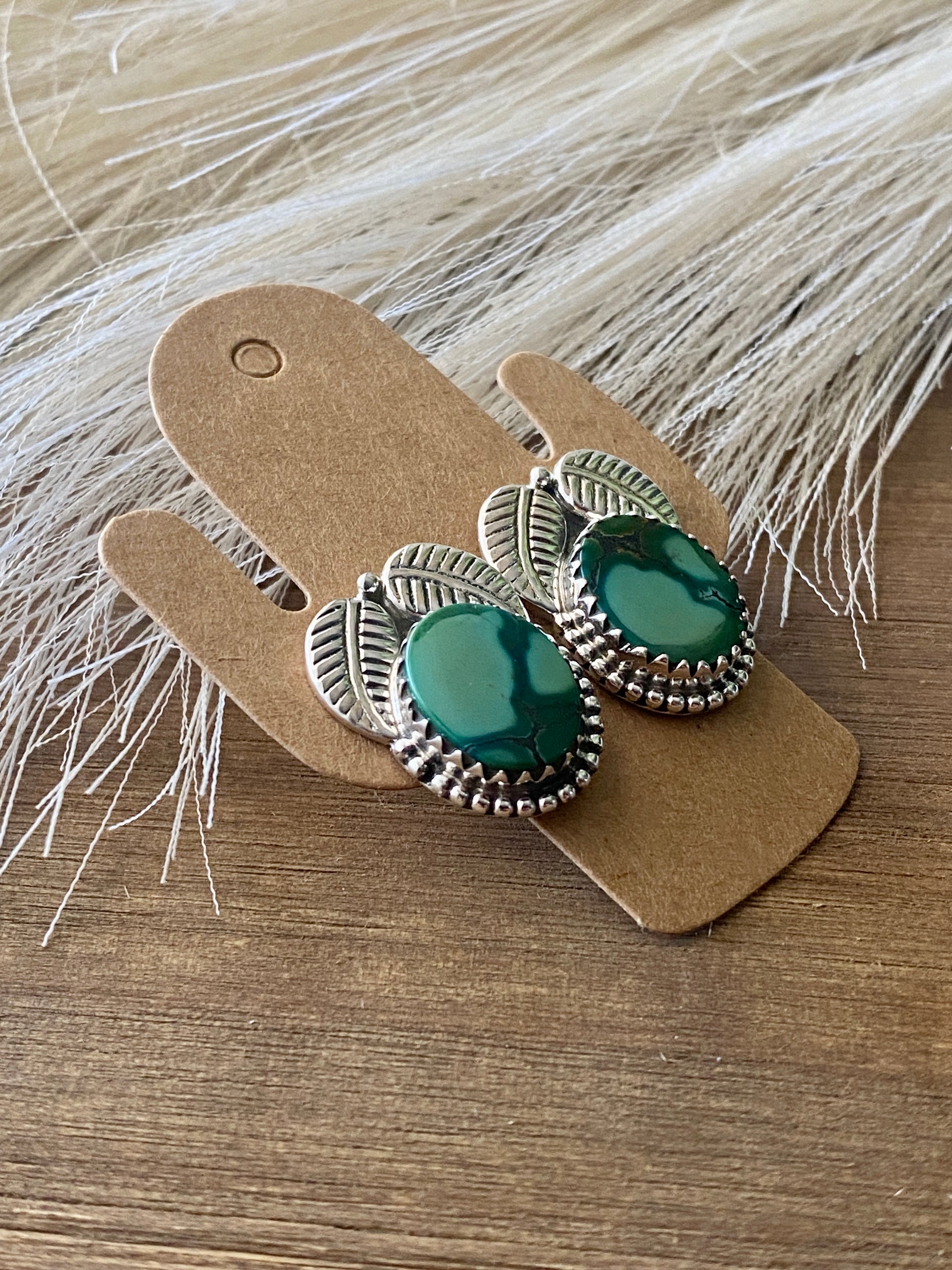 Southwest Handmade Hubei Turquoise & Sterling Silver Post Earrings
