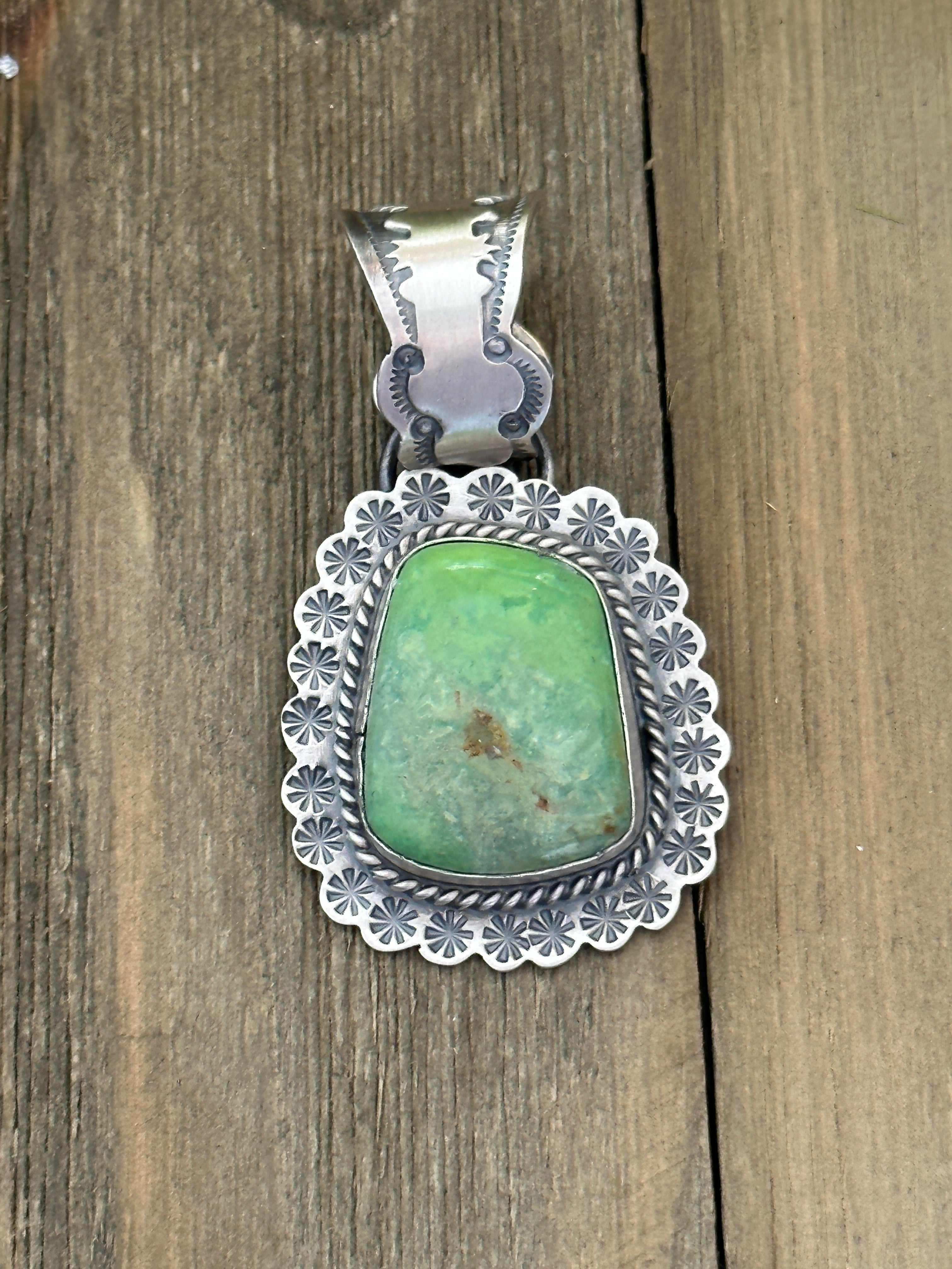 Navajo Made Carico Lake Turquoise & Sterling Silver Pendant