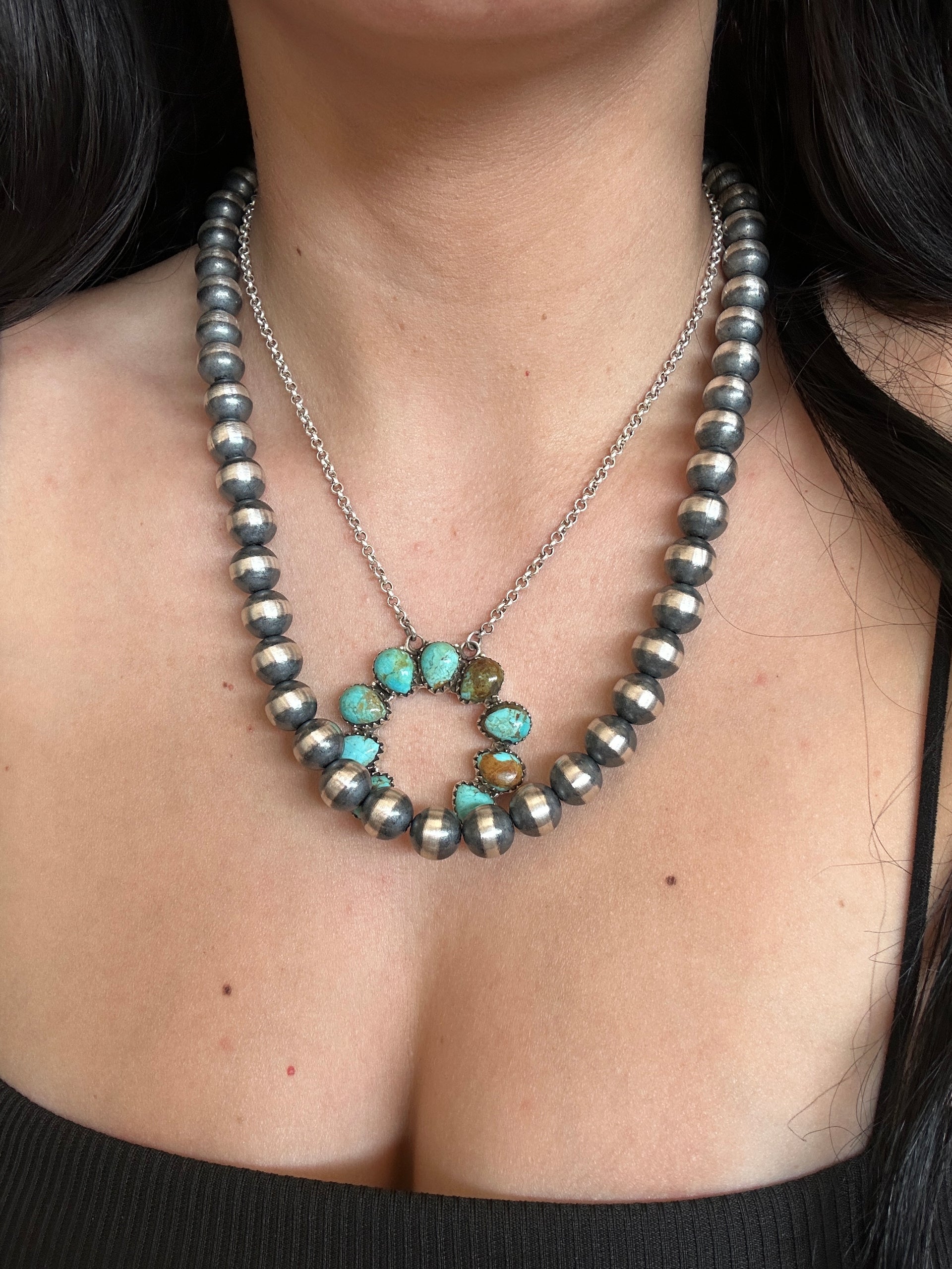 Navajo 10 MM Sterling Silver 20 inch Pearl Necklace
