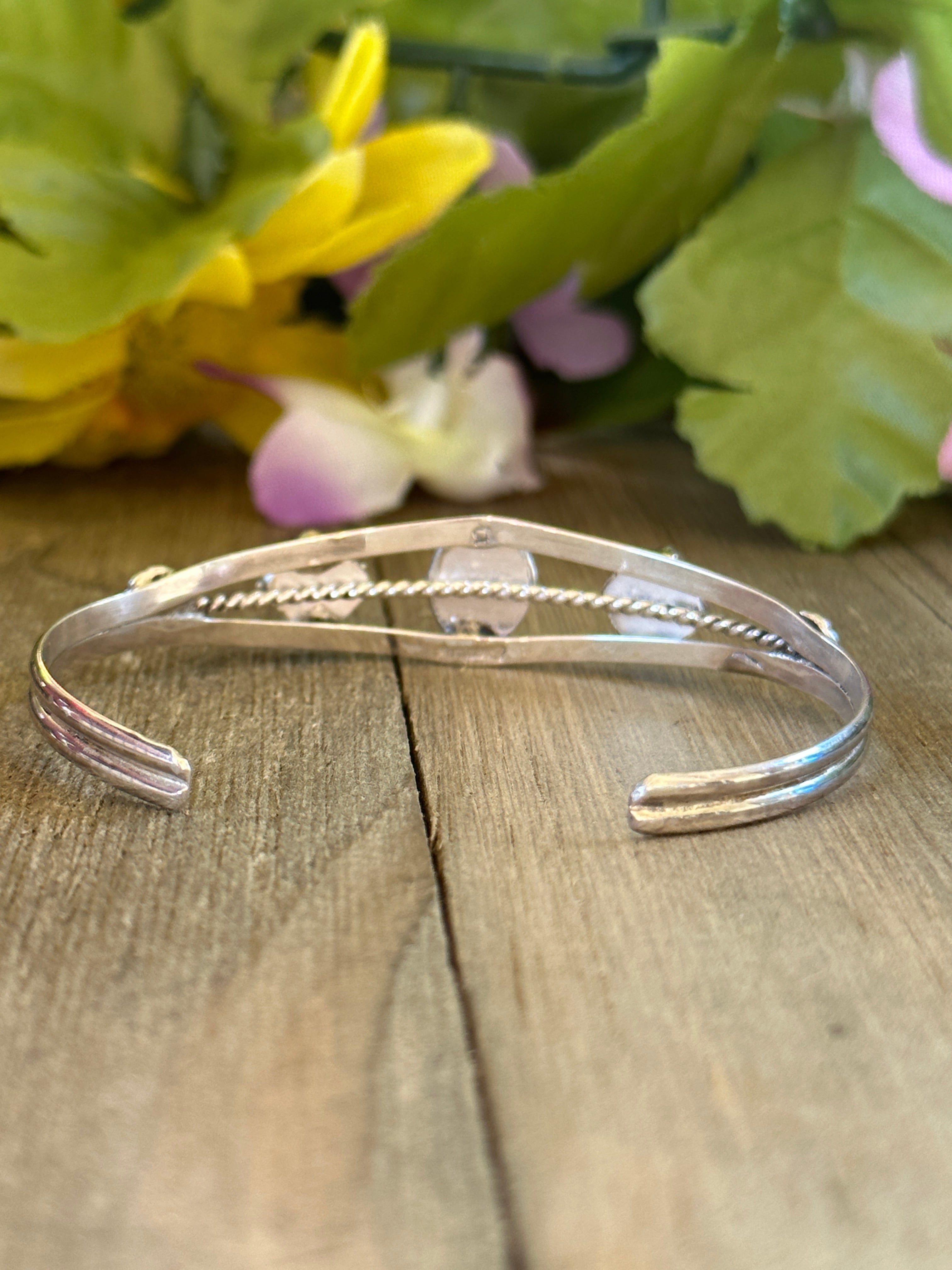 Navajo Made Multi Stone & Sterling Silver Cuff Bracelet