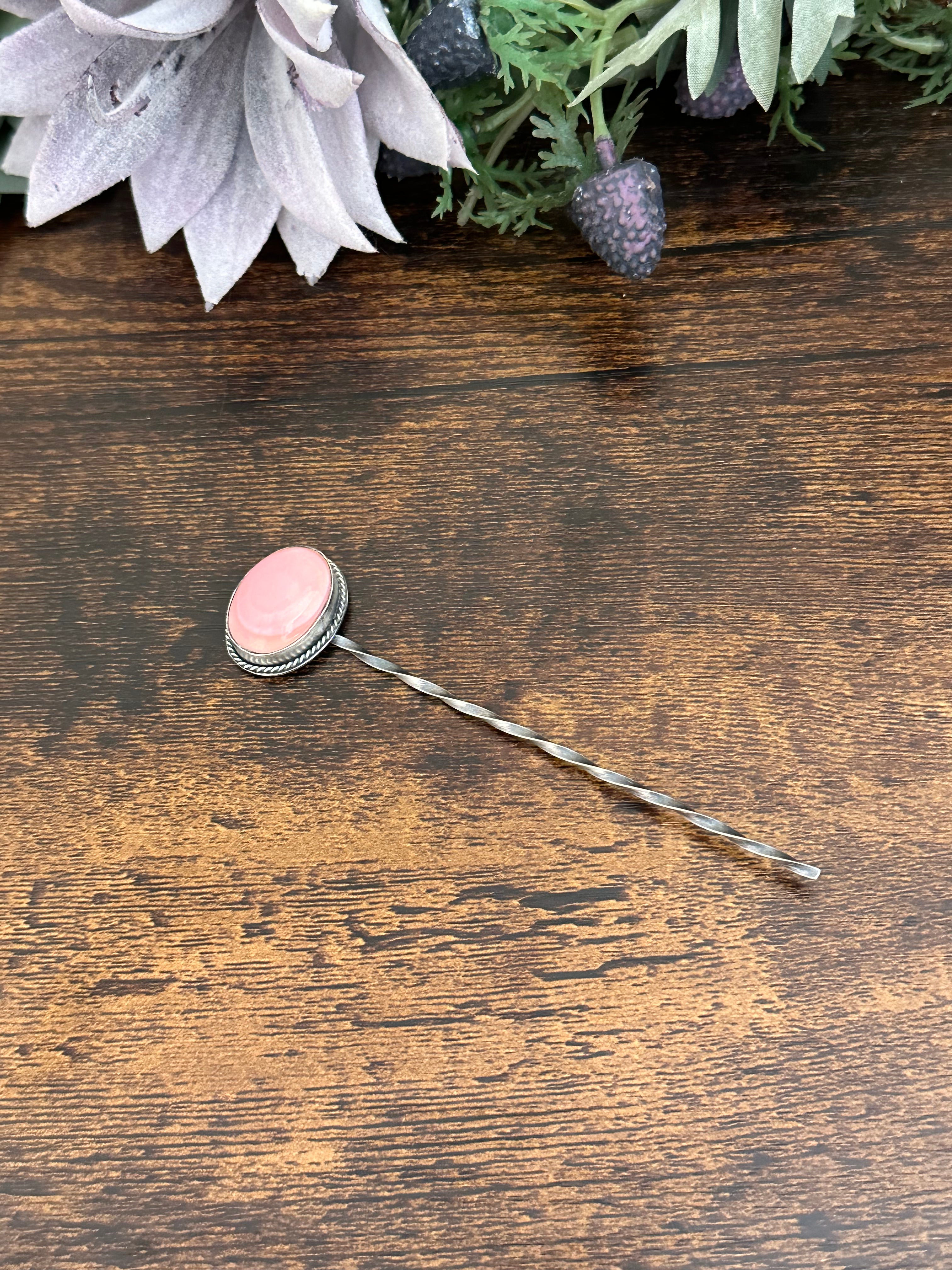 Sam Nez Pink Conch & Sterling Silver Hair Pin