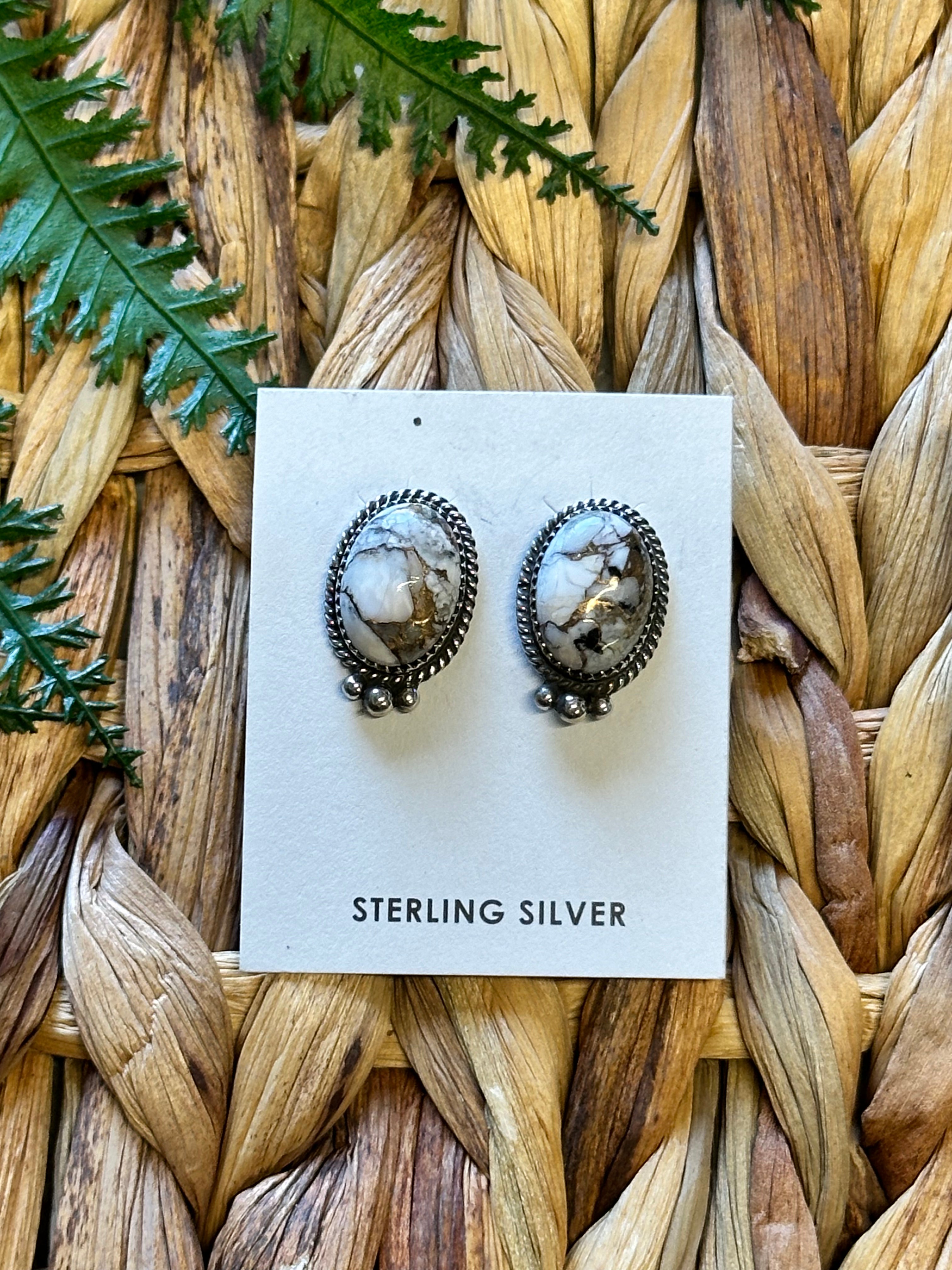 Theresa Smith White Buffalo & Sterling Silver  Post Earrings